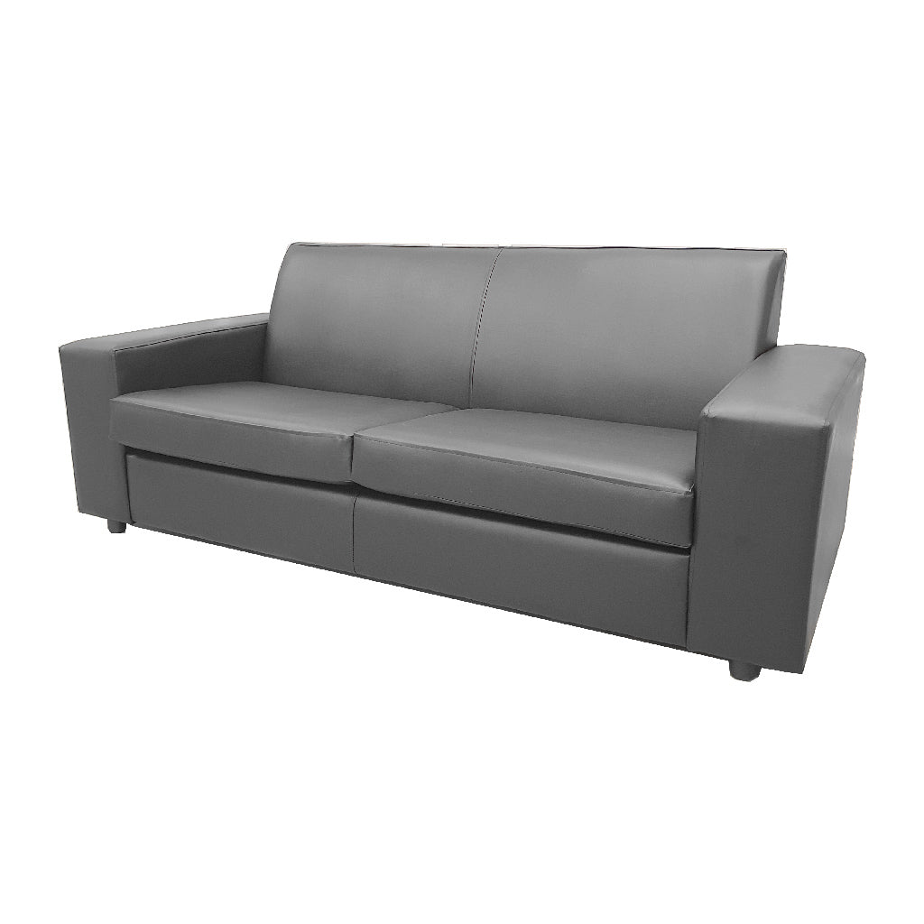 Nevada 3 Seater Faux Leather Contract Sofa - Black