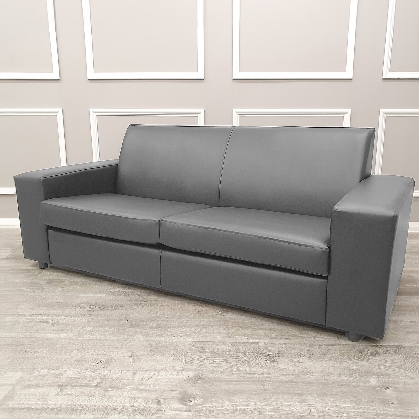 Nevada 3 Seater Faux Leather Contract Sofa - Black