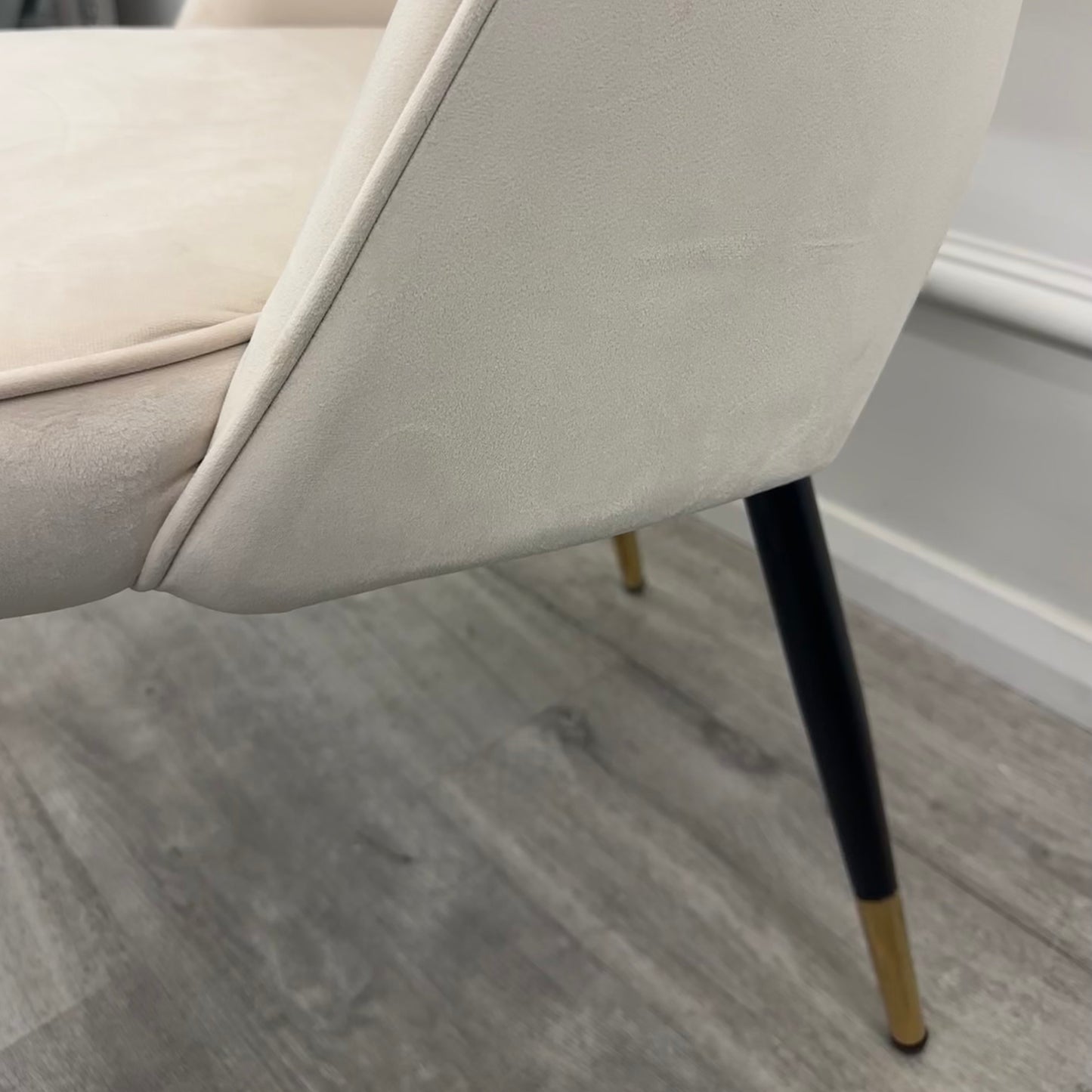 Astra Velvet / Leather Dining Chair | Gold Tipped Black Legs - Beige | Black | Champagne | Rust | Cream