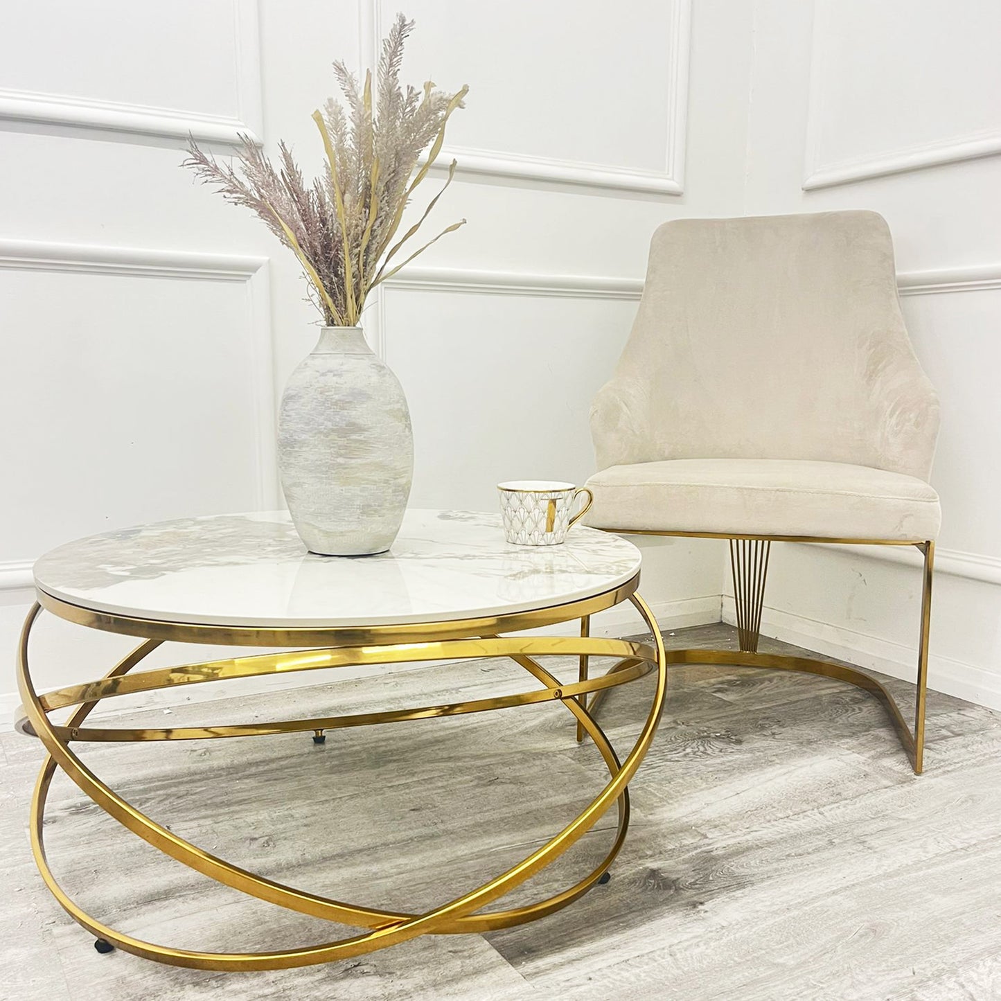 Chelmsford Velvet Dining Chair | Curved Chrome Base - Gold | Silver