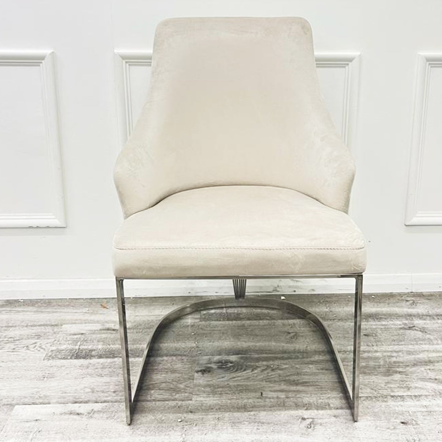 Chelmsford Velvet Dining Chair | Curved Chrome Base - Gold | Silver