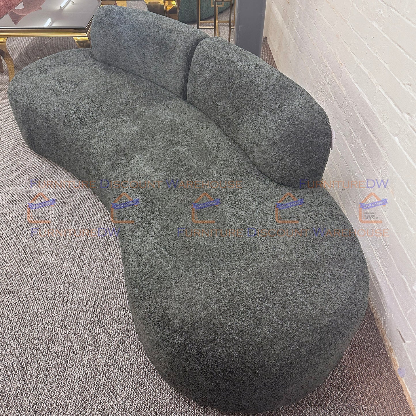 CLEARANCE - Miami 3 Seater Curved Boucle Sofa - Black