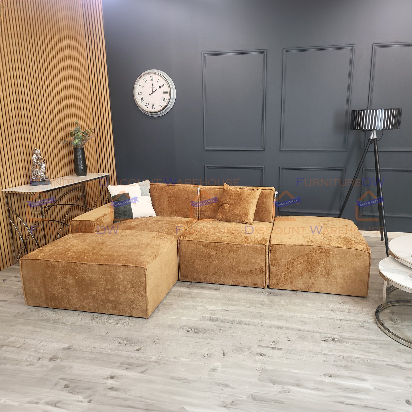 Atlanta Textured Chenille Sofa - 4 Colours | Left/Right Hand Corner | 3/4 Seater U Shape | Bed | Long U Shape + Stool