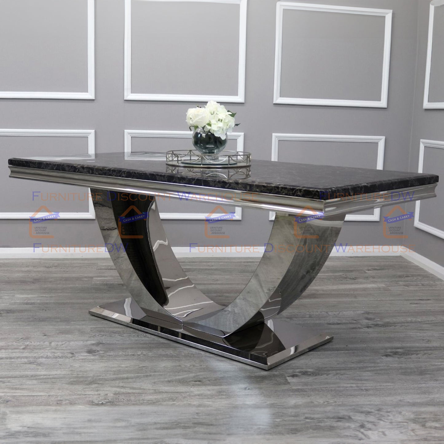 Arial Dining Table 1.8m Marble Top - White | Black | Light Grey | Cream | Black & Gold