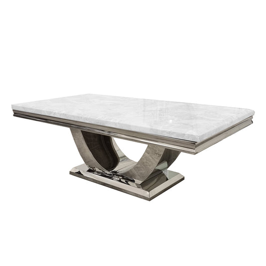 Arial Chrome Coffee Table 1.3m - Marble | Sintered Stone | Tempered Glass Top