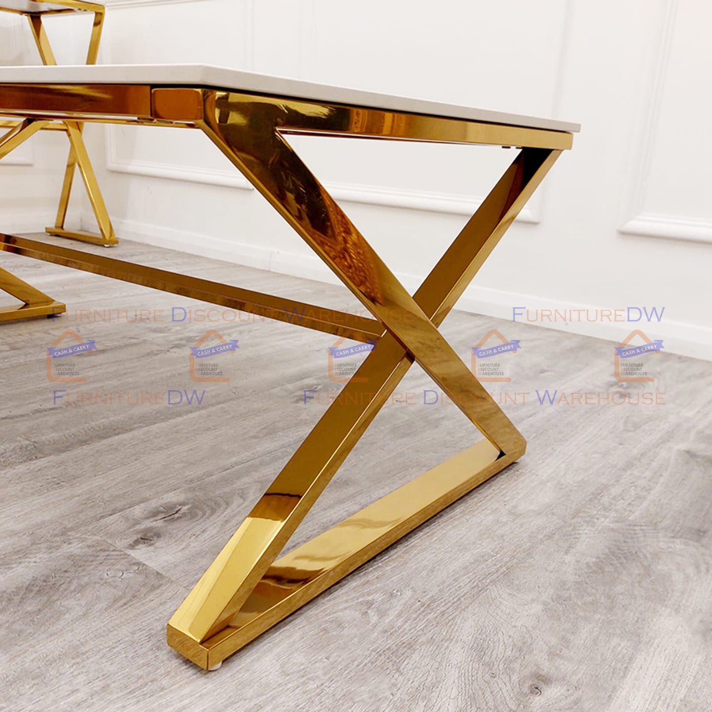 Zion Gold Coffee Table 1.2m | Polar White Sintered Stone Top