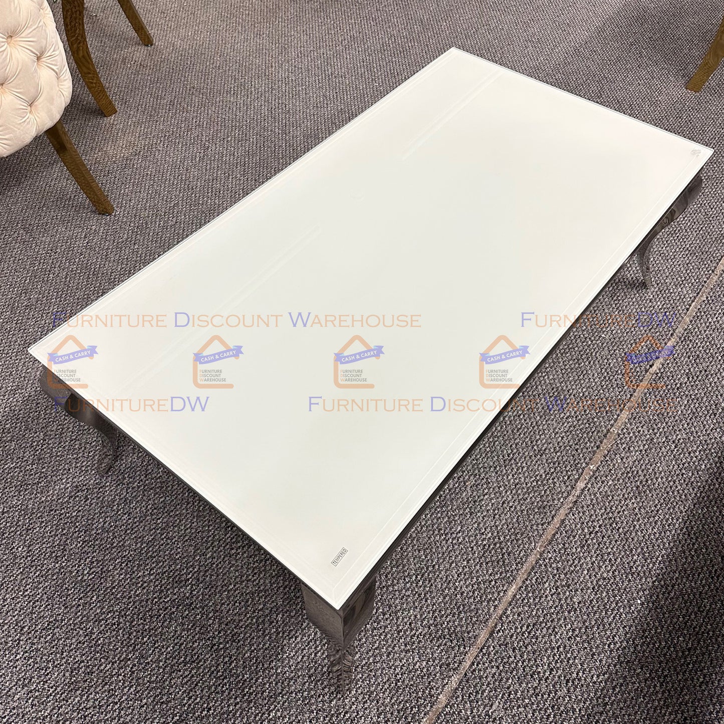 Louis Chrome Coffee Table 1.3m - Marble | Sintered Stone | Tempered Glass Top