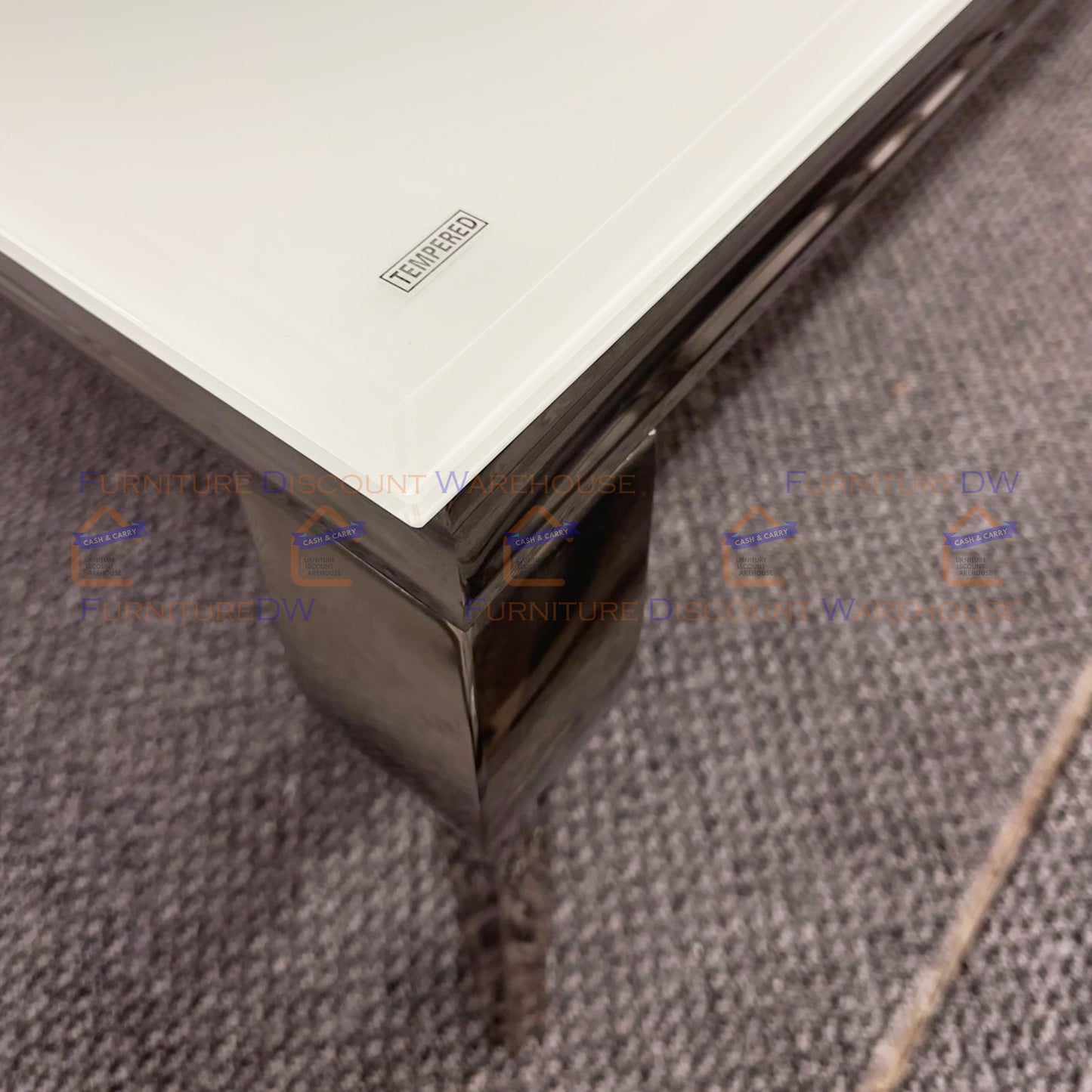 Louis Chrome Coffee Table 1.3m - Marble | Sintered Stone | Tempered Glass Top