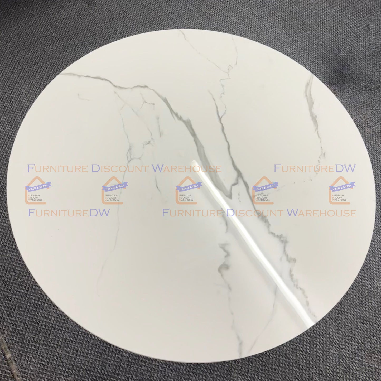 Juno Gold Round Dining Table 90cm - Polar White Sintered Stone Top