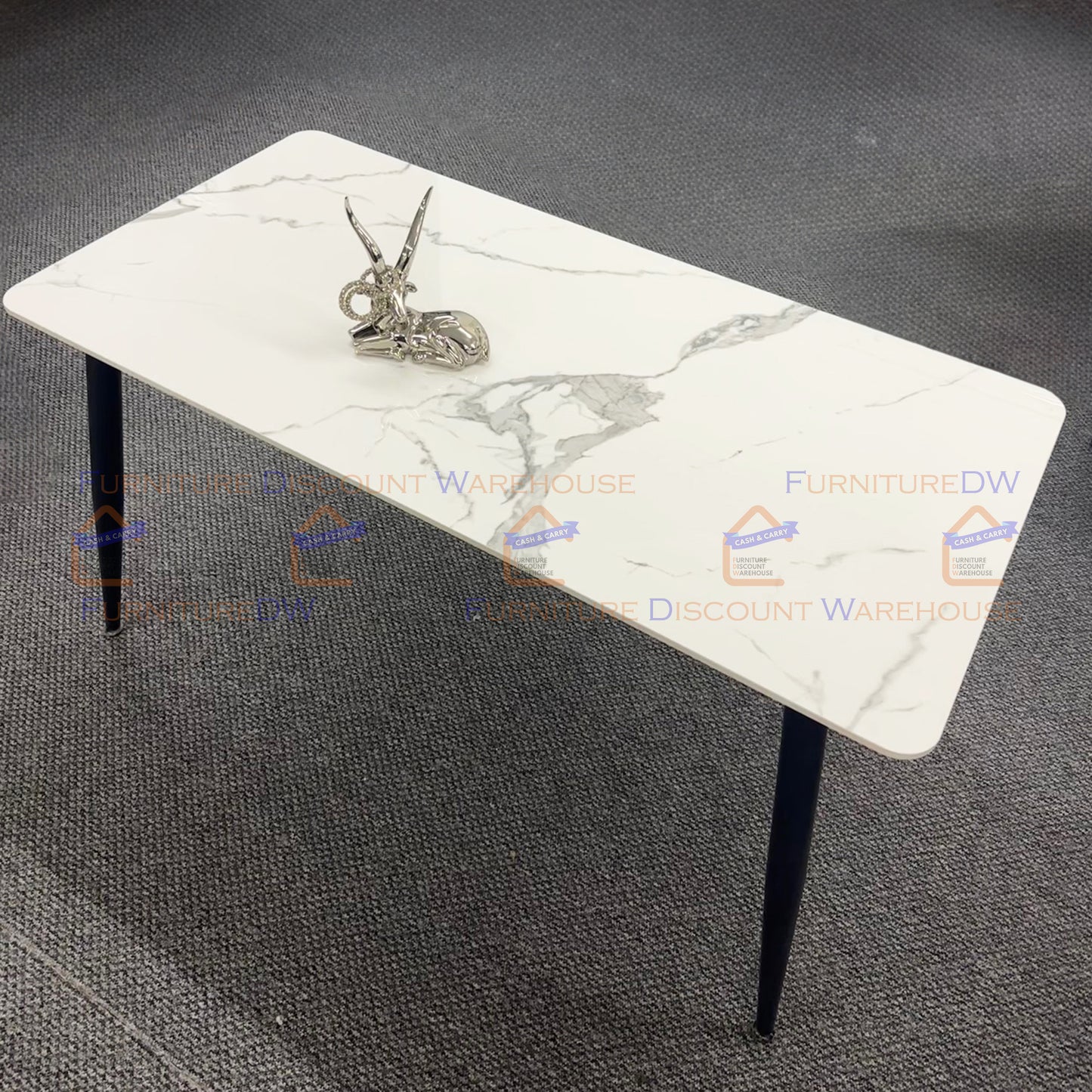 Titus Black Dining Table 1.4m - Polar White | Ash Grey Sintered Stone Top