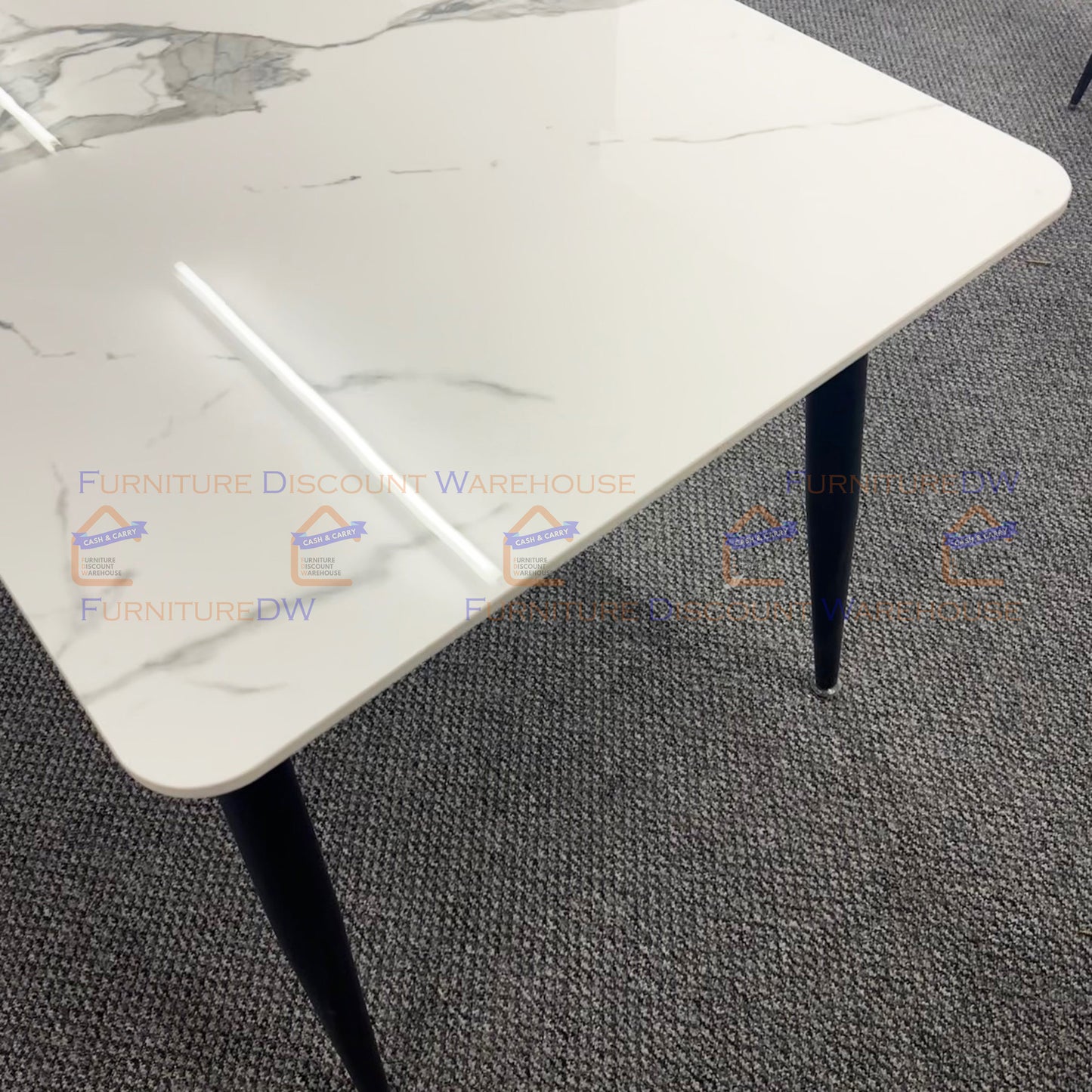 Titus Black Dining Table 1.4m - Polar White | Ash Grey Sintered Stone Top