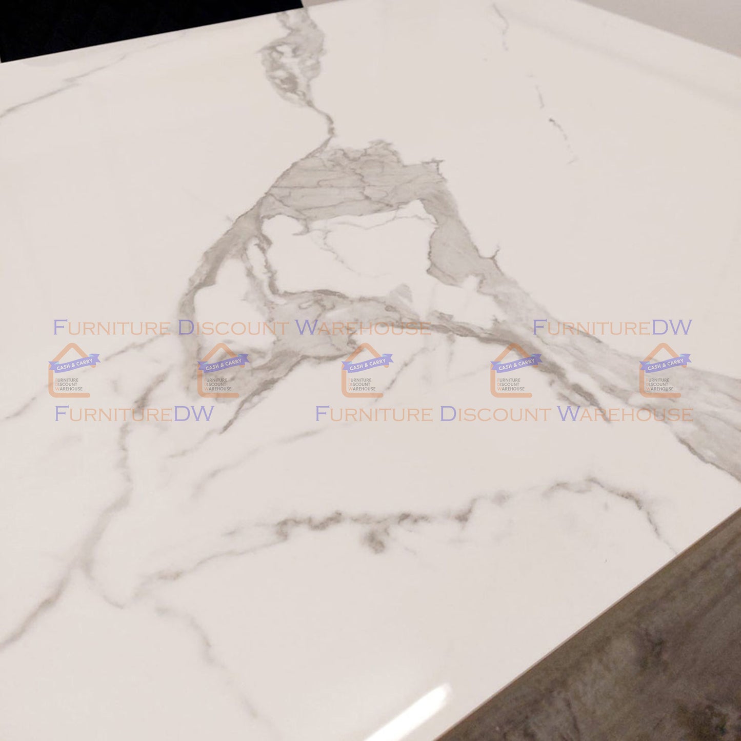 Titus Black Dining Table 1.4m - Polar White | Ash Grey Sintered Stone Top