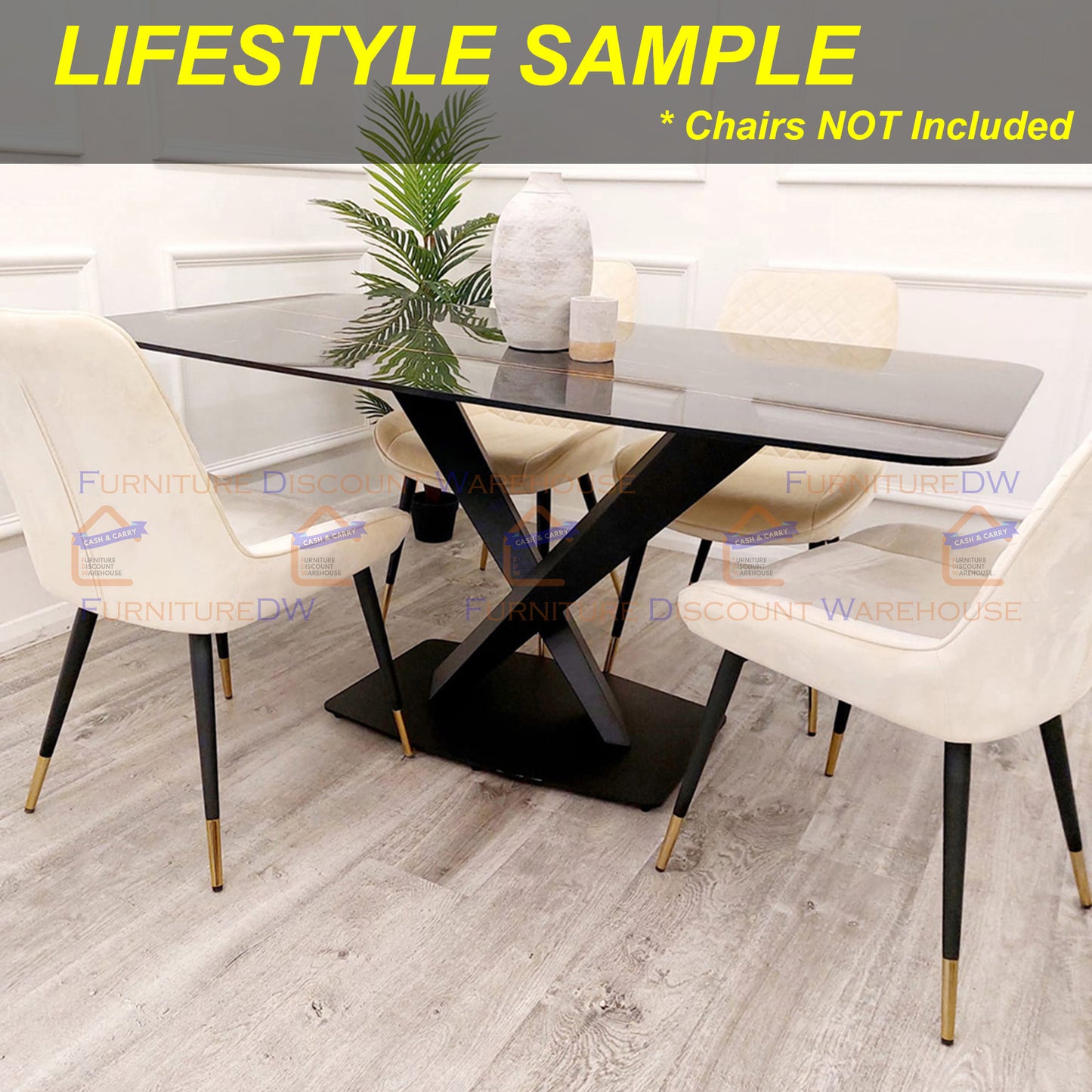 Apollo Dining Table 1.6m - Slimline Black Sintered Stone Top