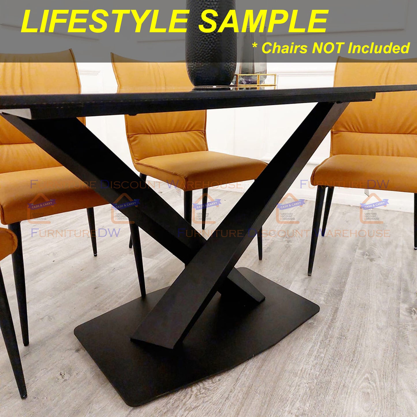 Apollo Dining Table 1.6m - Slimline Black Sintered Stone Top