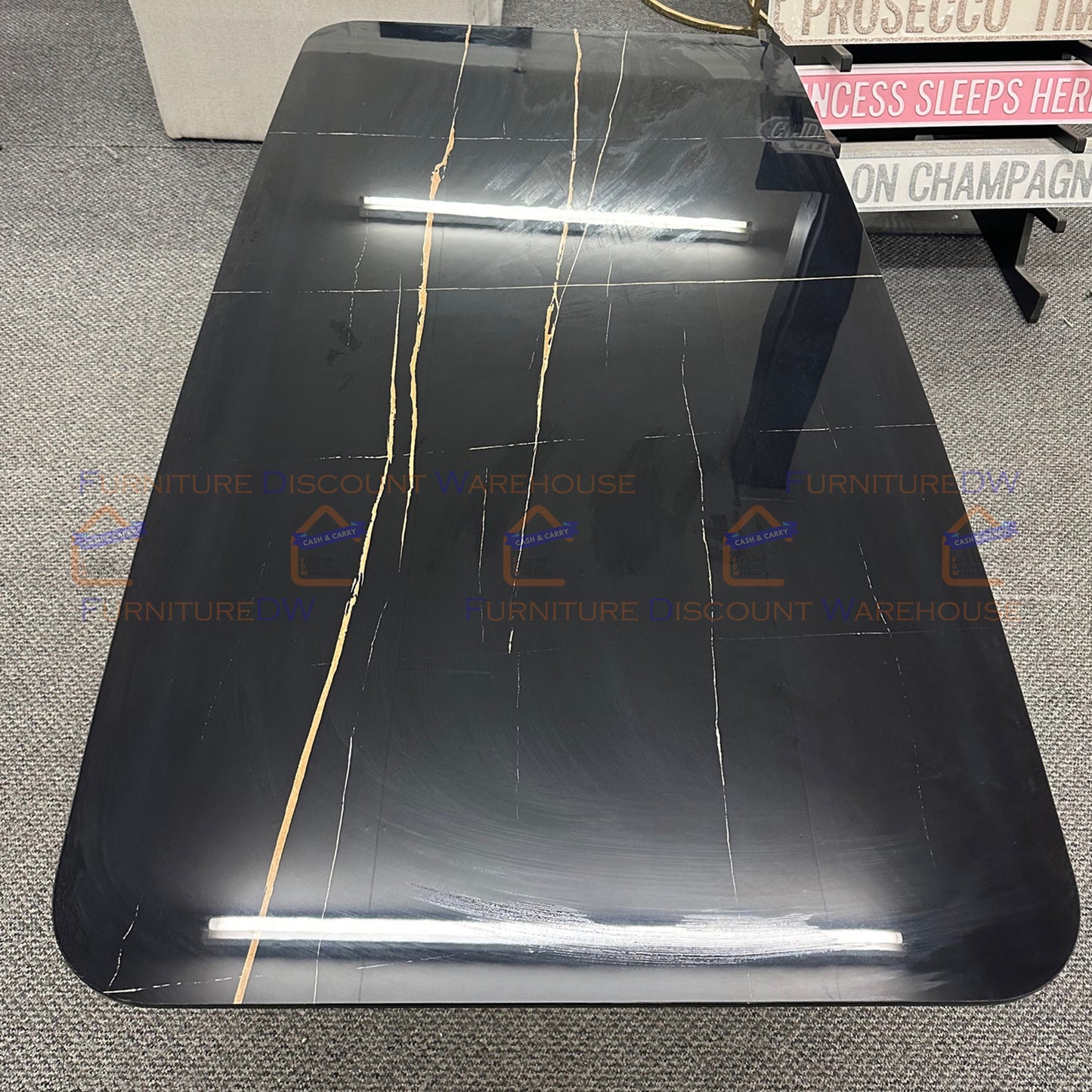 Apollo Dining Table 1.6m - Slimline Black Sintered Stone Top