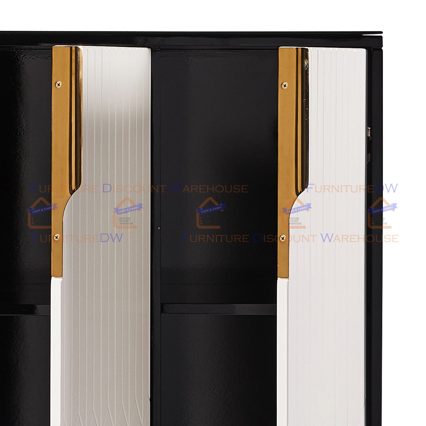 Amal Ribbed Furniture Range - Black, White & Gold Coffee Table | Sideboard Unit