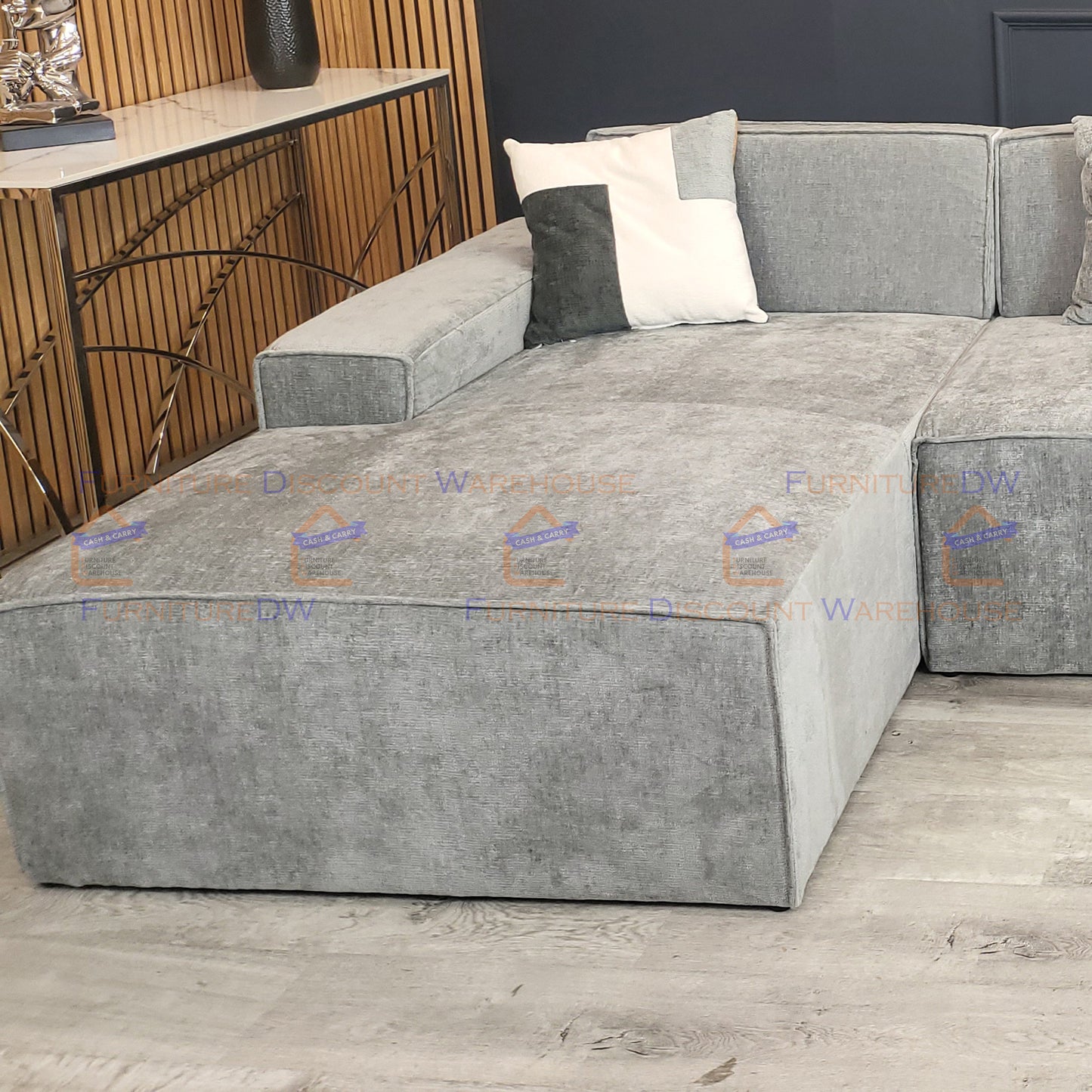 Atlanta Textured Chenille Sofa - 4 Colours | Left/Right Hand Corner | 3/4 Seater U Shape | Bed | Long U Shape + Stool