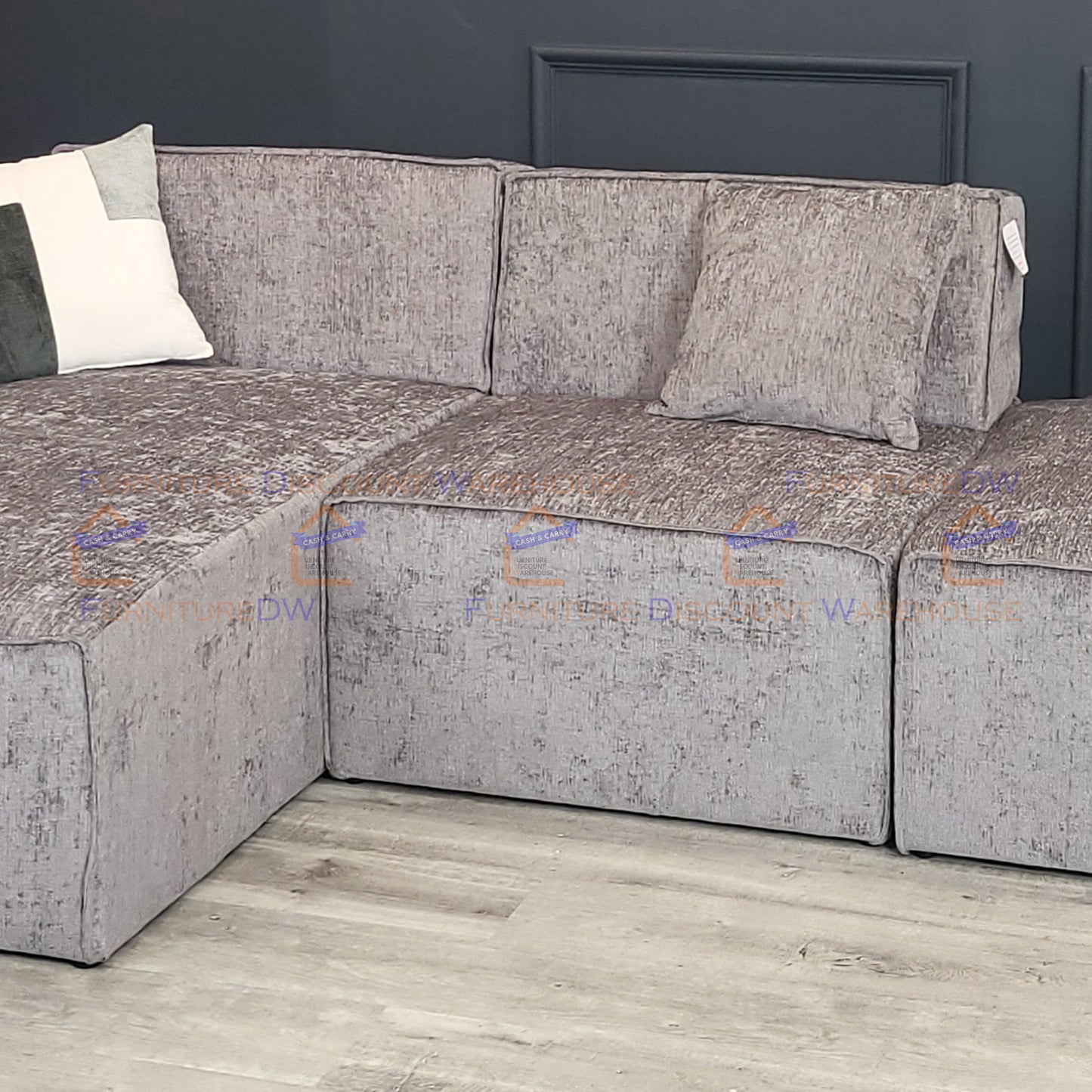 Atlanta Textured Chenille Sofa - 4 Colours | Left/Right Hand Corner | 3/4 Seater U Shape | Bed | Long U Shape + Stool