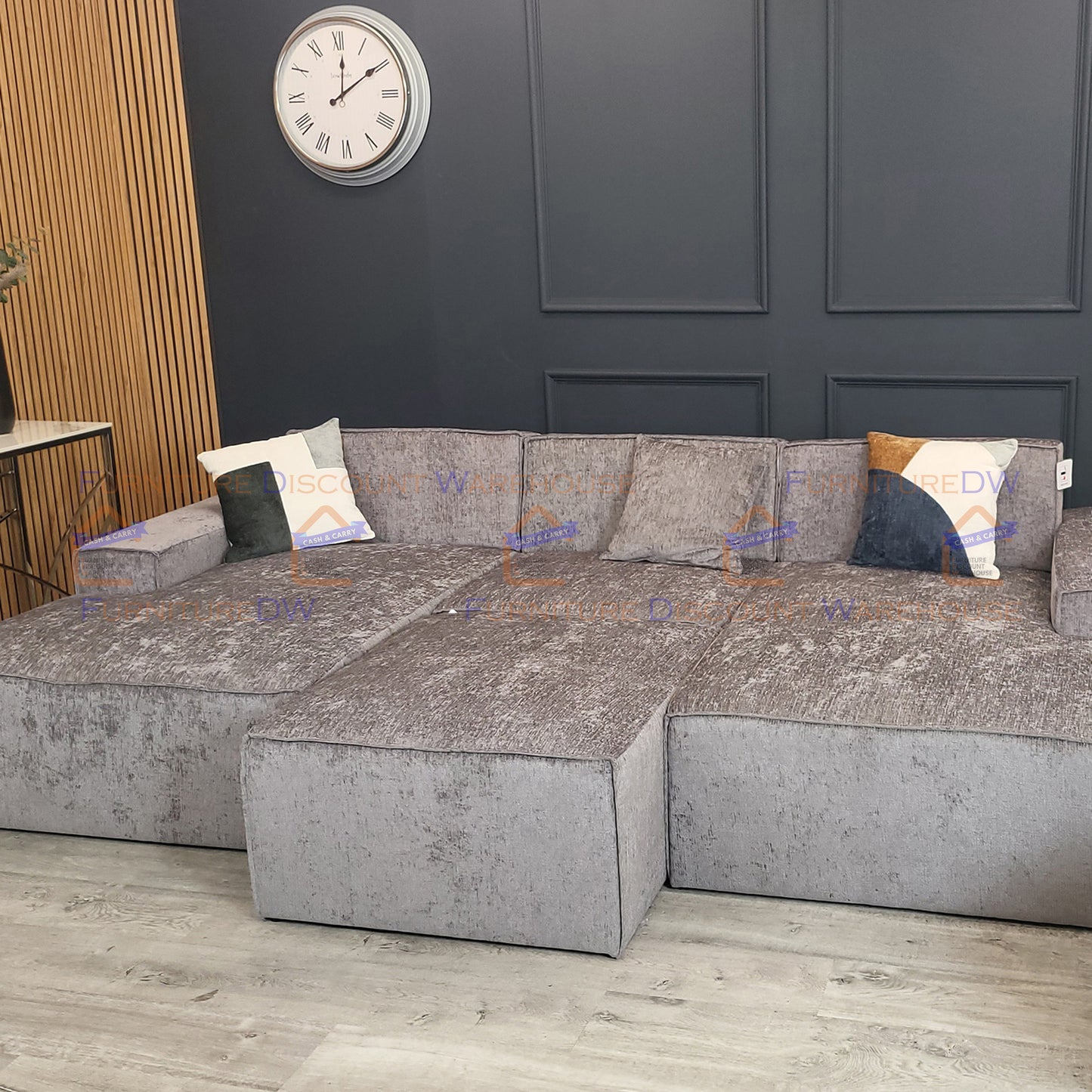 Atlanta Textured Chenille Sofa - 4 Colours | Left/Right Hand Corner | 3/4 Seater U Shape | Bed | Long U Shape + Stool