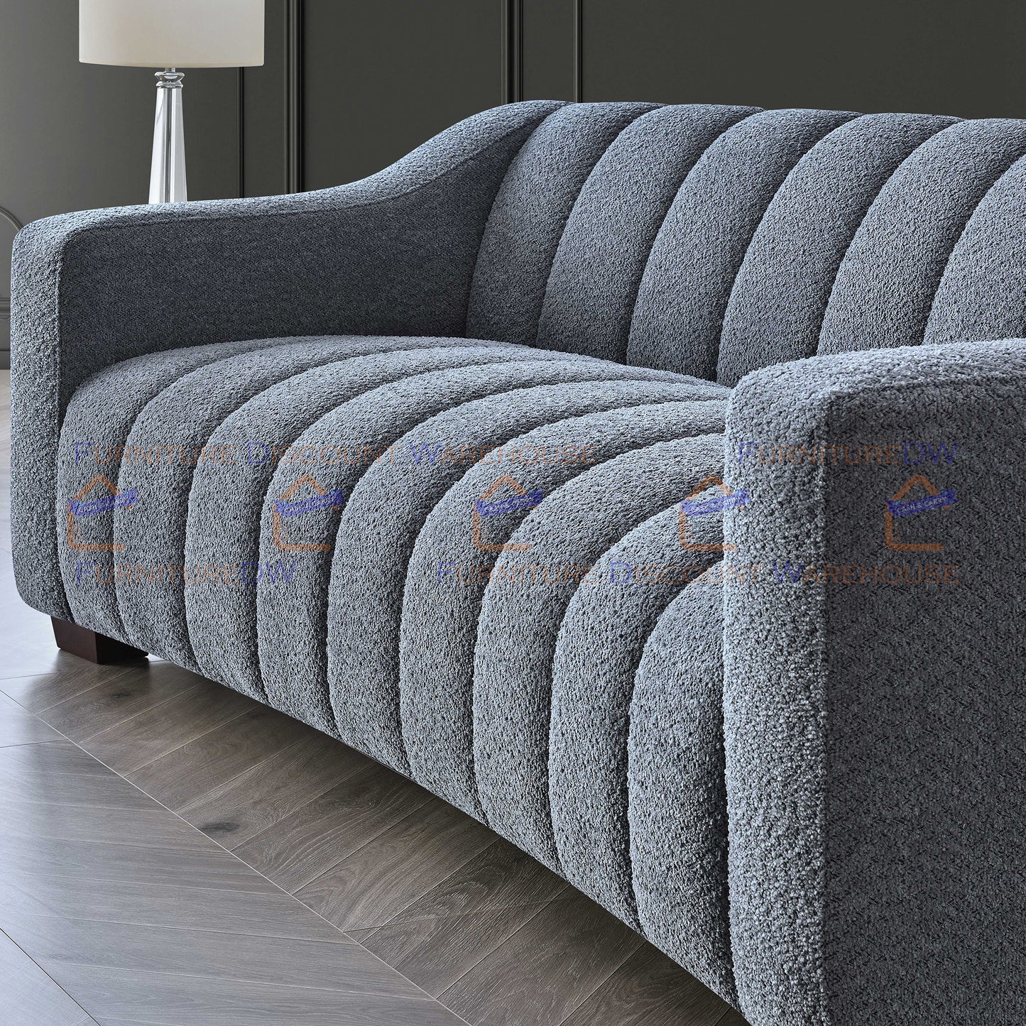 ALUXO® Astoria Pearl Boucle 3 Seater Sofa - Iron Grey | Oatmeal Beige