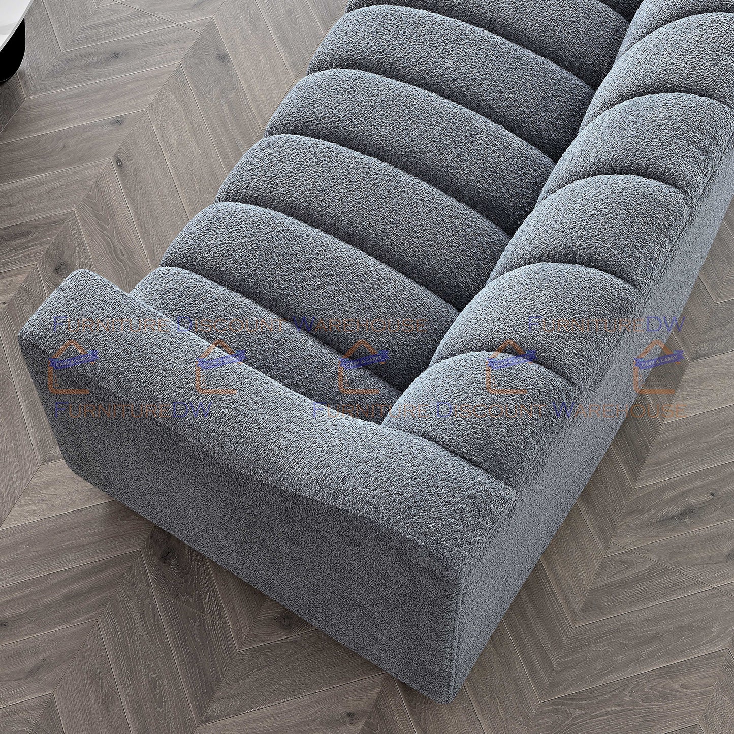 ALUXO® Astoria Pearl Boucle 3 Seater Sofa - Iron Grey | Oatmeal Beige