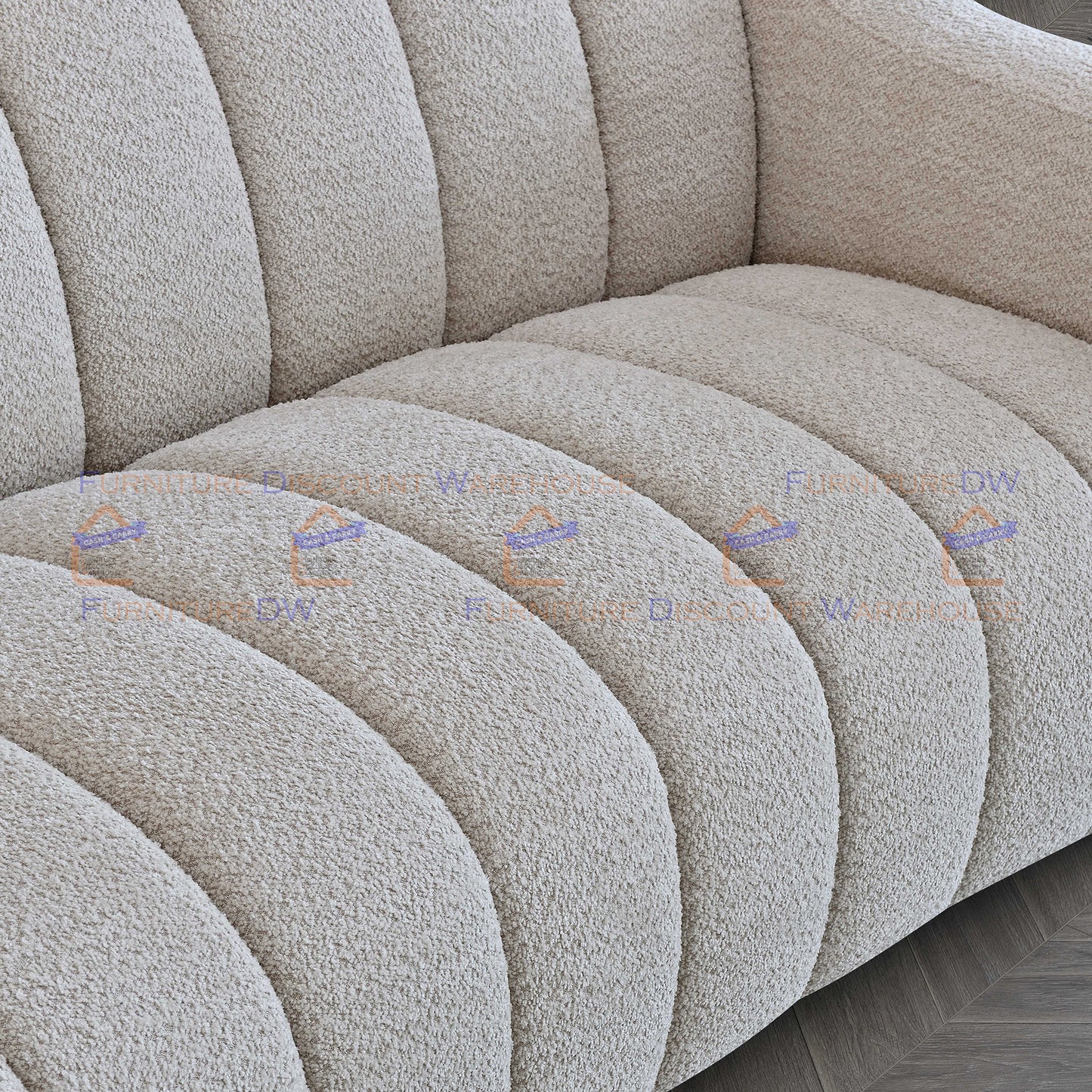 ALUXO® Astoria Pearl Boucle 3 Seater Sofa - Iron Grey | Oatmeal Beige