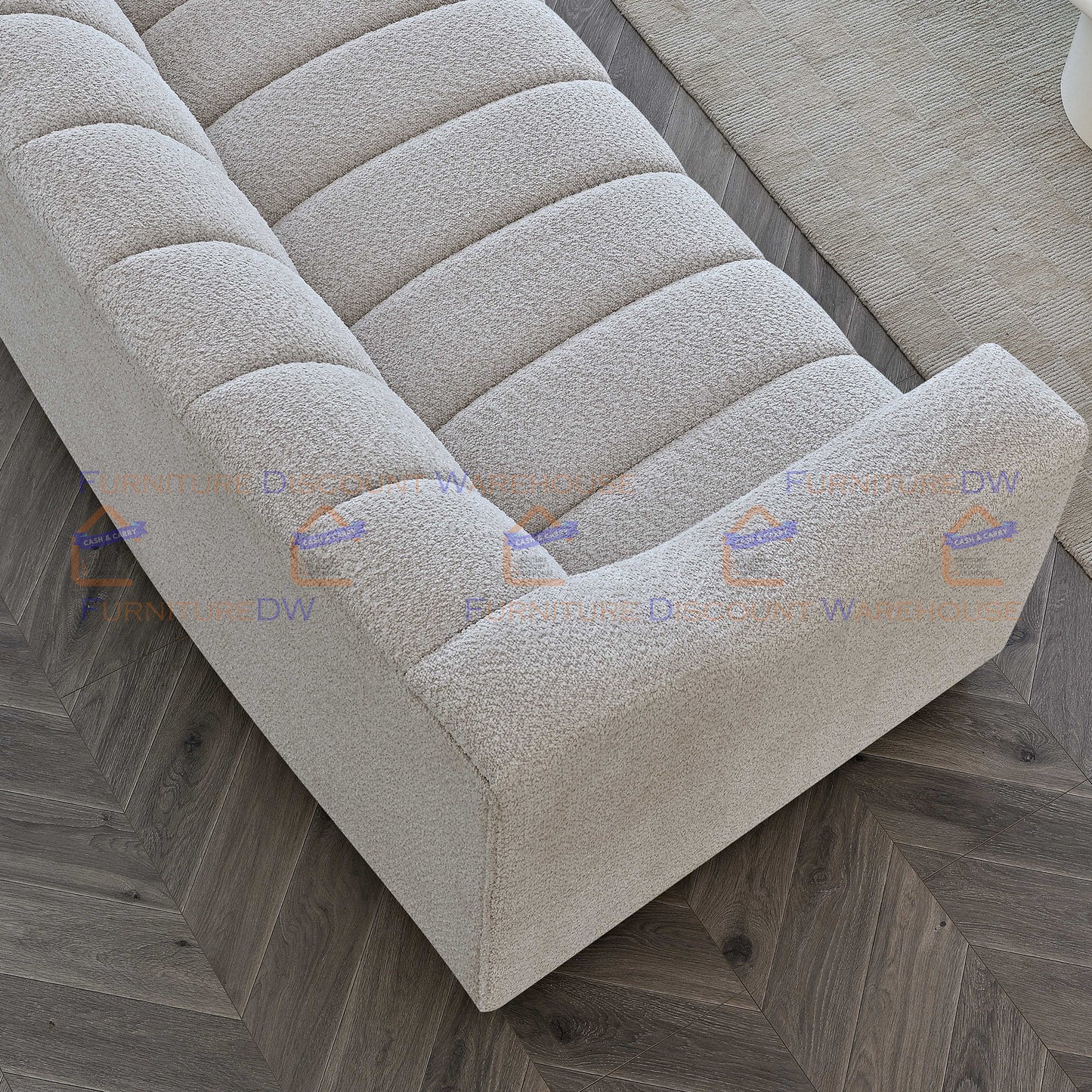 ALUXO® Astoria Pearl Boucle 3 Seater Sofa - Iron Grey | Oatmeal Beige