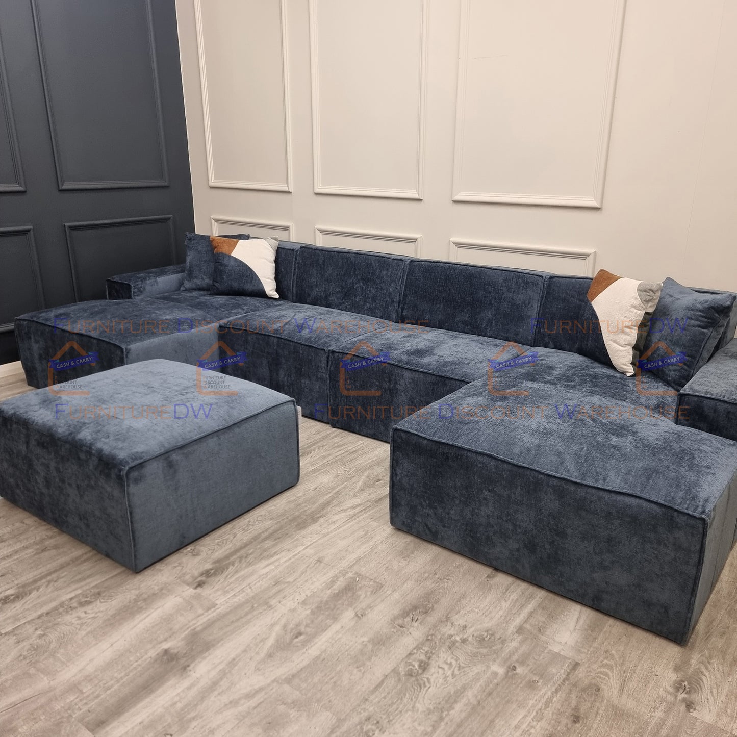 Atlanta Textured Chenille Sofa - 4 Colours | Left/Right Hand Corner | 3/4 Seater U Shape | Bed | Long U Shape + Stool