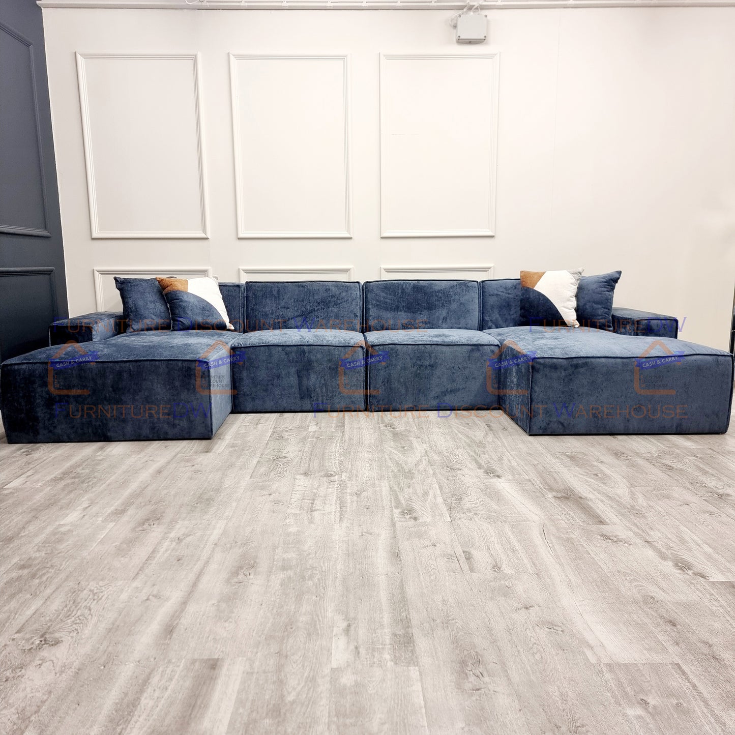 Atlanta Textured Chenille Sofa - 4 Colours | Left/Right Hand Corner | 3/4 Seater U Shape | Bed | Long U Shape + Stool
