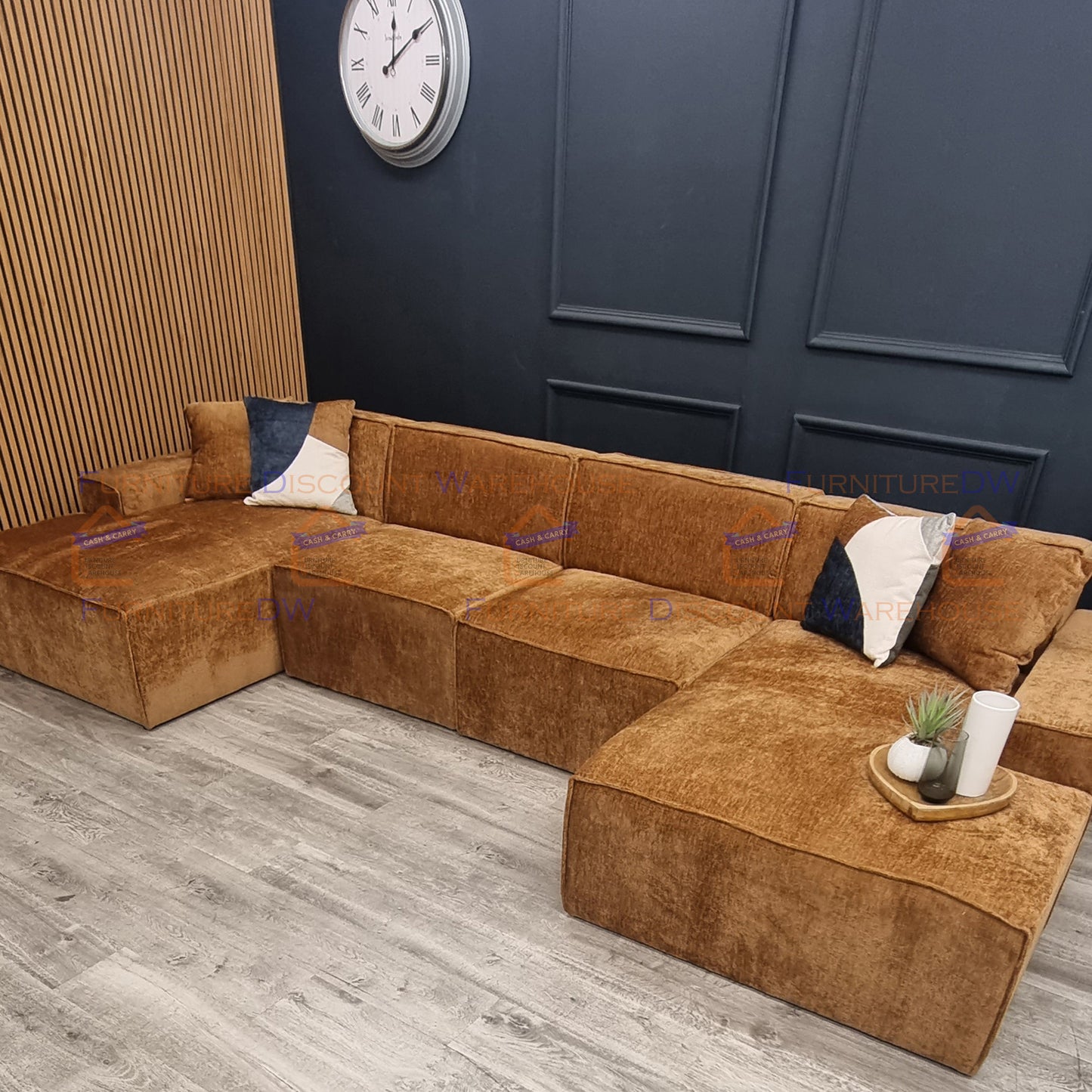 Atlanta Textured Chenille Sofa - 4 Colours | Left/Right Hand Corner | 3/4 Seater U Shape | Bed | Long U Shape + Stool