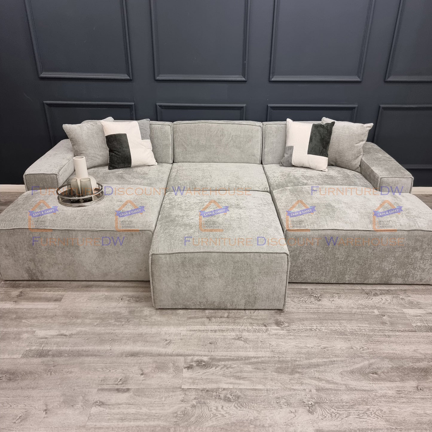 Atlanta Textured Chenille Sofa - 4 Colours | Left/Right Hand Corner | 3/4 Seater U Shape | Bed | Long U Shape + Stool