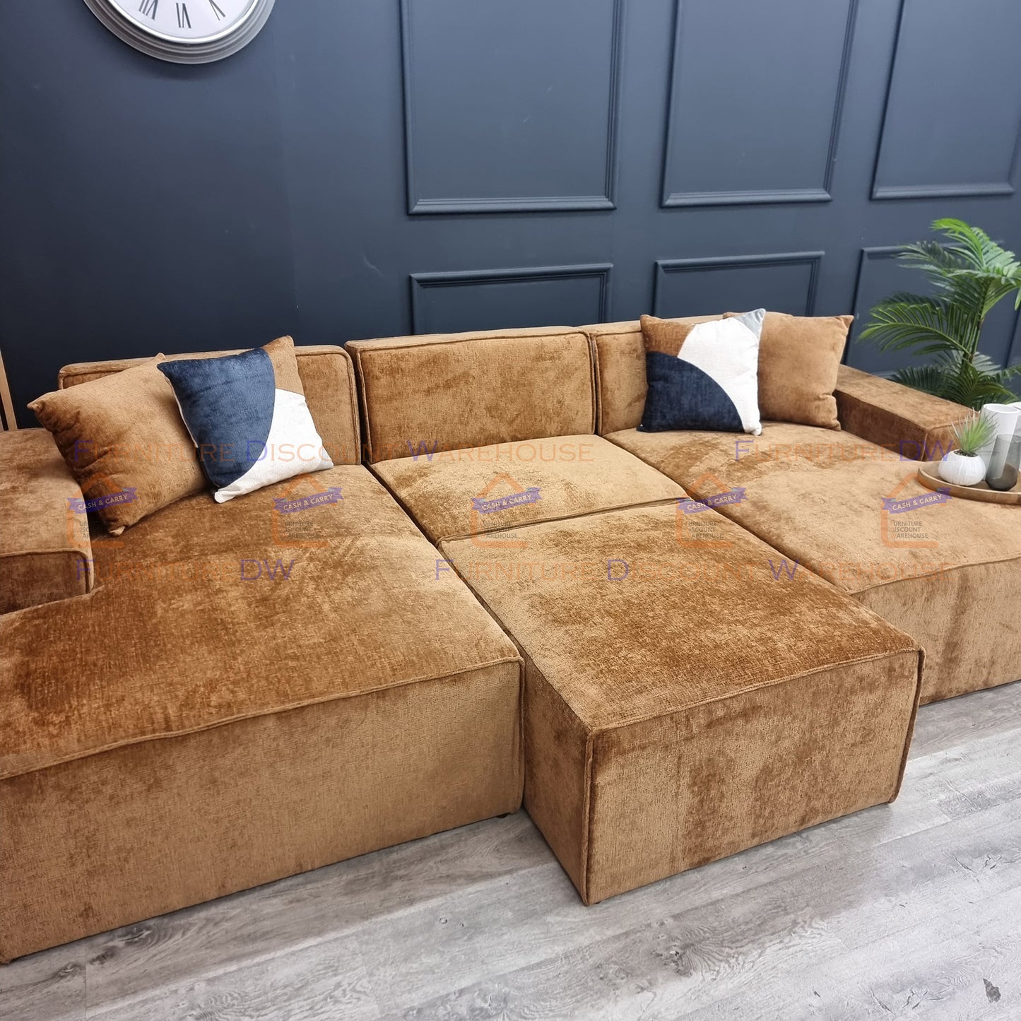 Atlanta Textured Chenille Sofa - 4 Colours | Left/Right Hand Corner | 3/4 Seater U Shape | Bed | Long U Shape + Stool