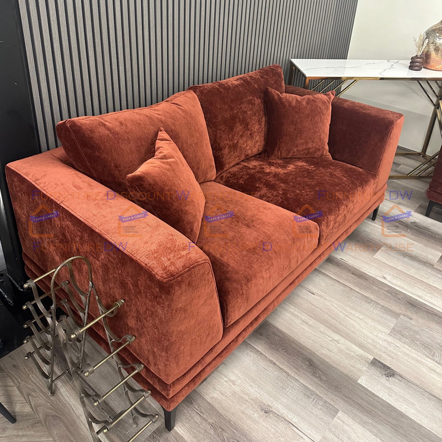 ALUXO® Lenox Boucle 3+2 Seater Velvet Sofa - Rust Red | Steel Grey | Aegean Blue