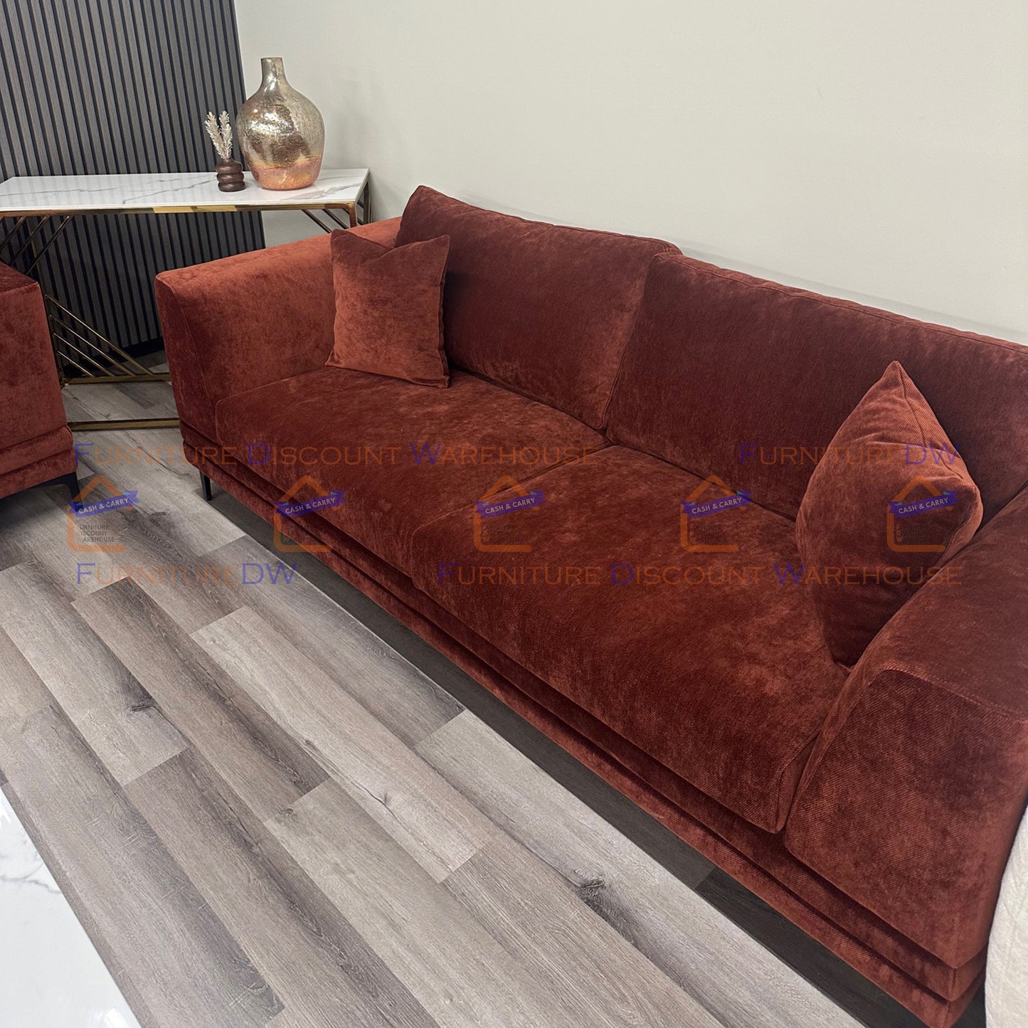 ALUXO® Lenox Boucle 3+2 Seater Velvet Sofa - Rust Red | Steel Grey | Aegean Blue