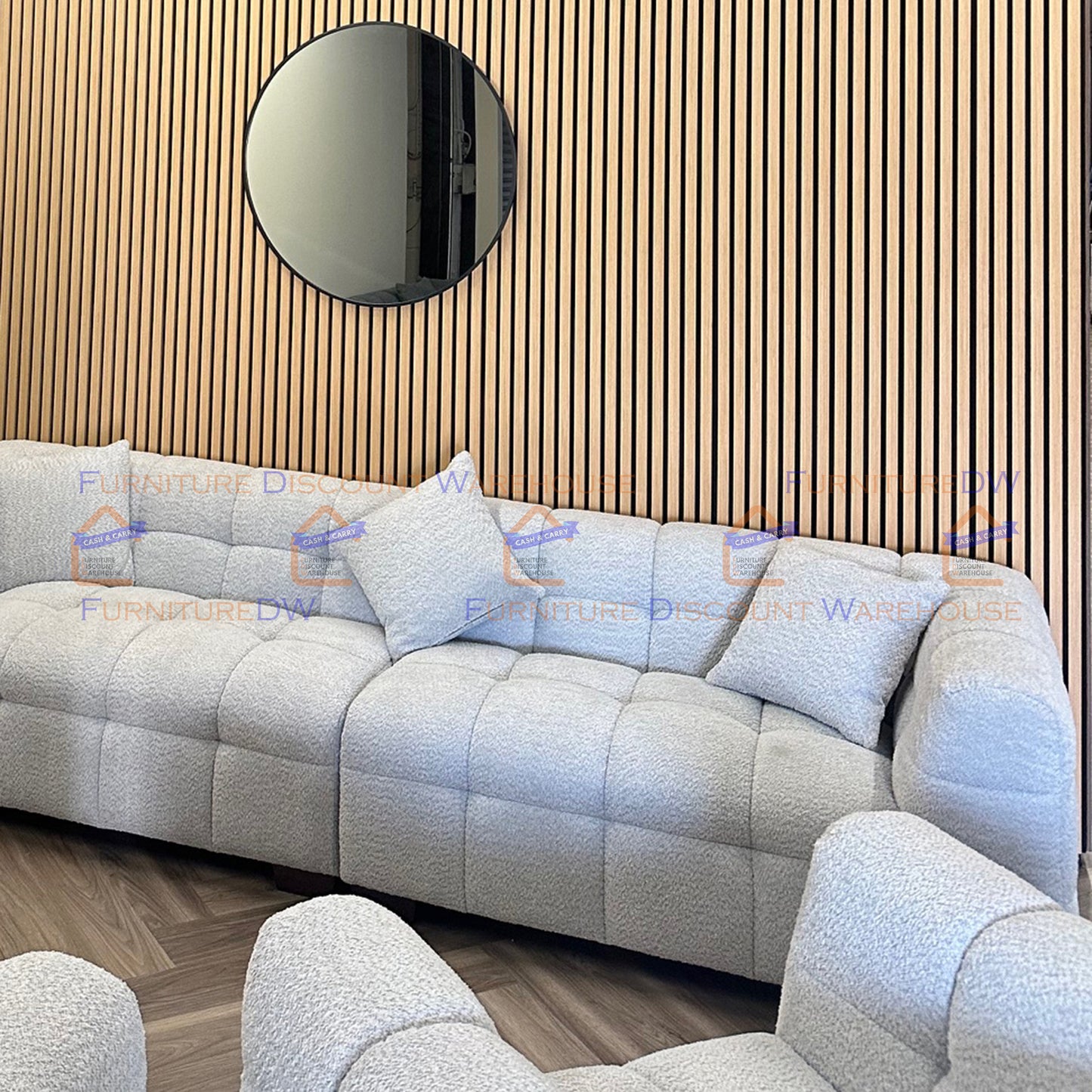 2400x600mm Wood Acoustic MDF Slatted Wall Panels - 8 Colours | Light Oak / Natural Oak / Walnut / Ash Grey / Black / White Marble / Silver / Gold
