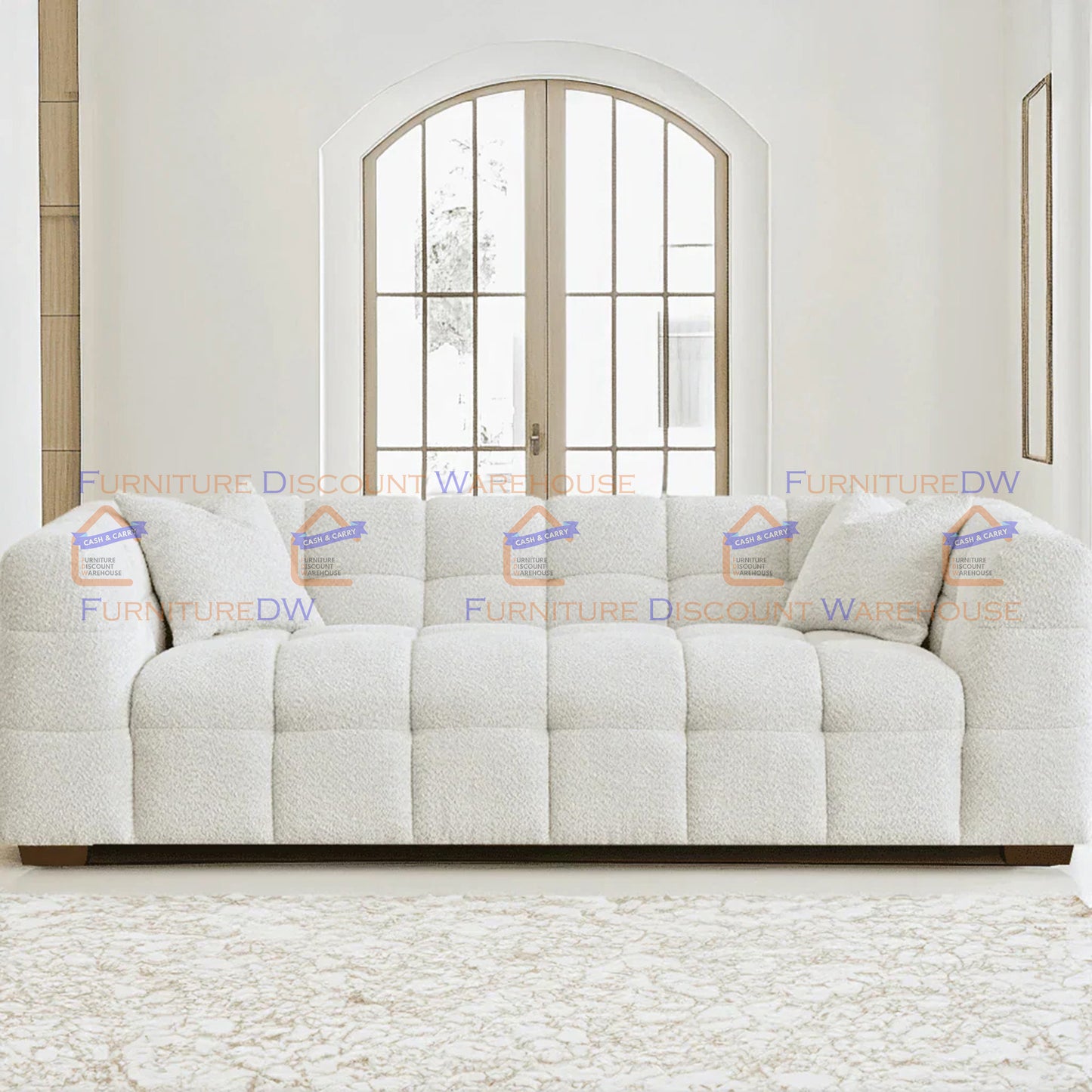 ALUXO® Tribeca 1/3/4/5 Seater Boucle L/R Corner Sofa Arm Chair Stool - Oatmeal Beige | Pearl Grey | Iron Grey