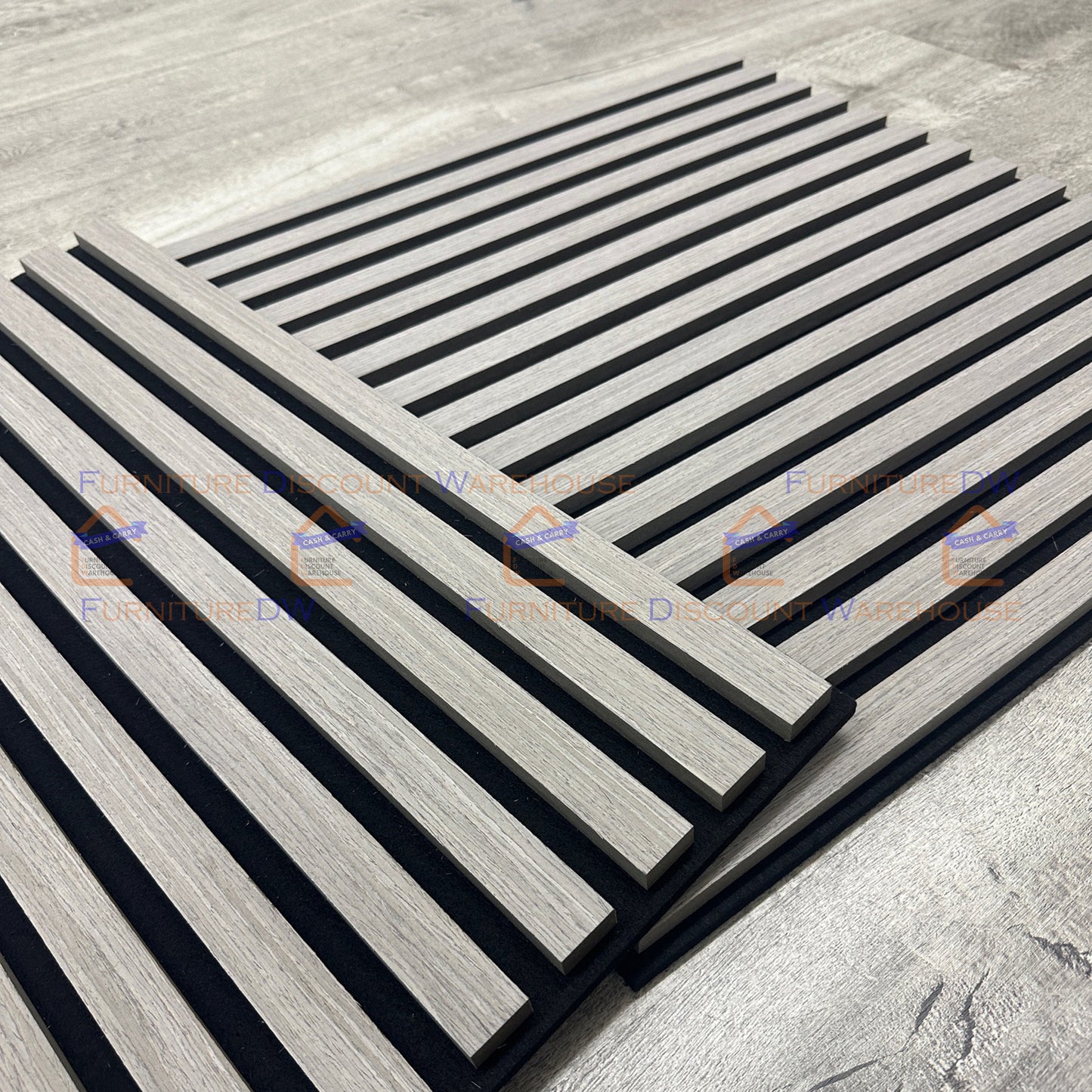 Square Wood Acoustic MDF Slatted Wall Panels - 4 Colours | Natural Oak / Walnut / Ash Grey / Charcoal Black