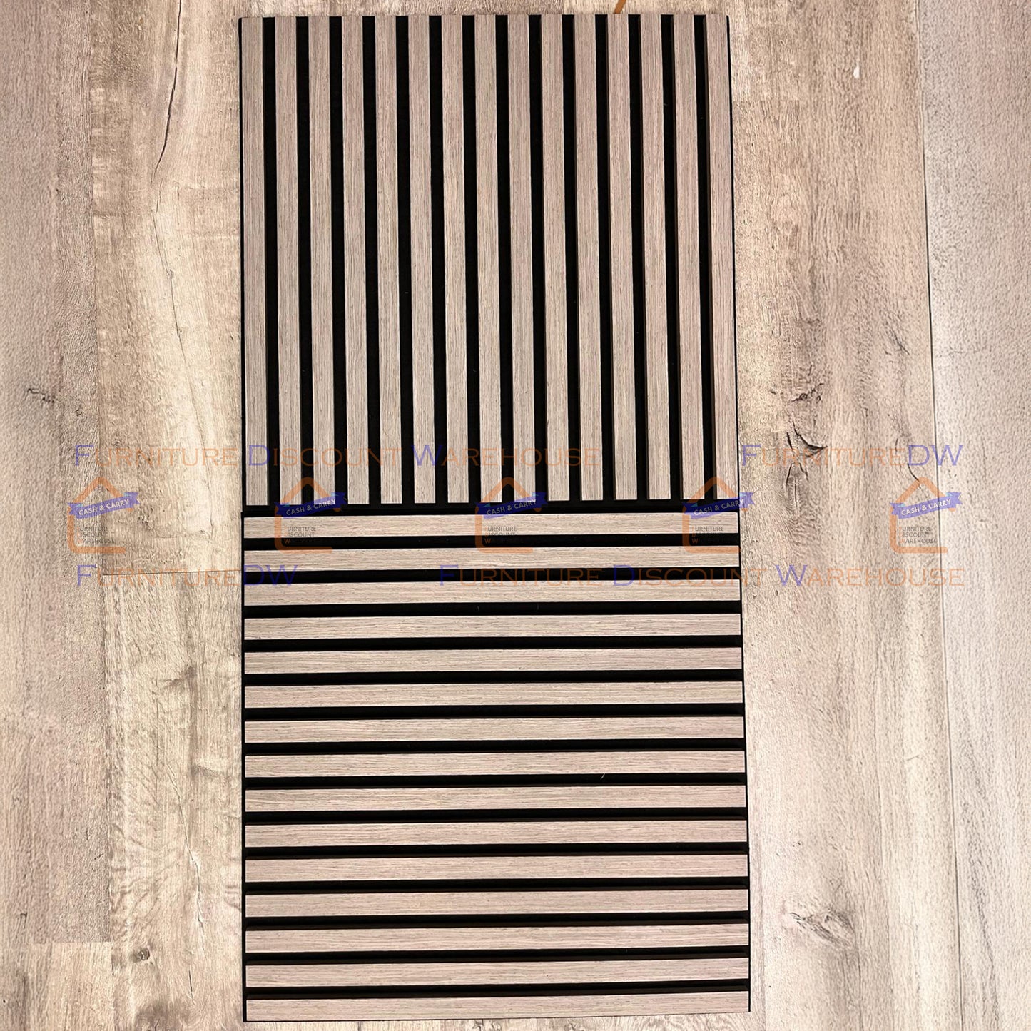 Square Wood Acoustic MDF Slatted Wall Panels - 4 Colours | Natural Oak / Walnut / Ash Grey / Charcoal Black