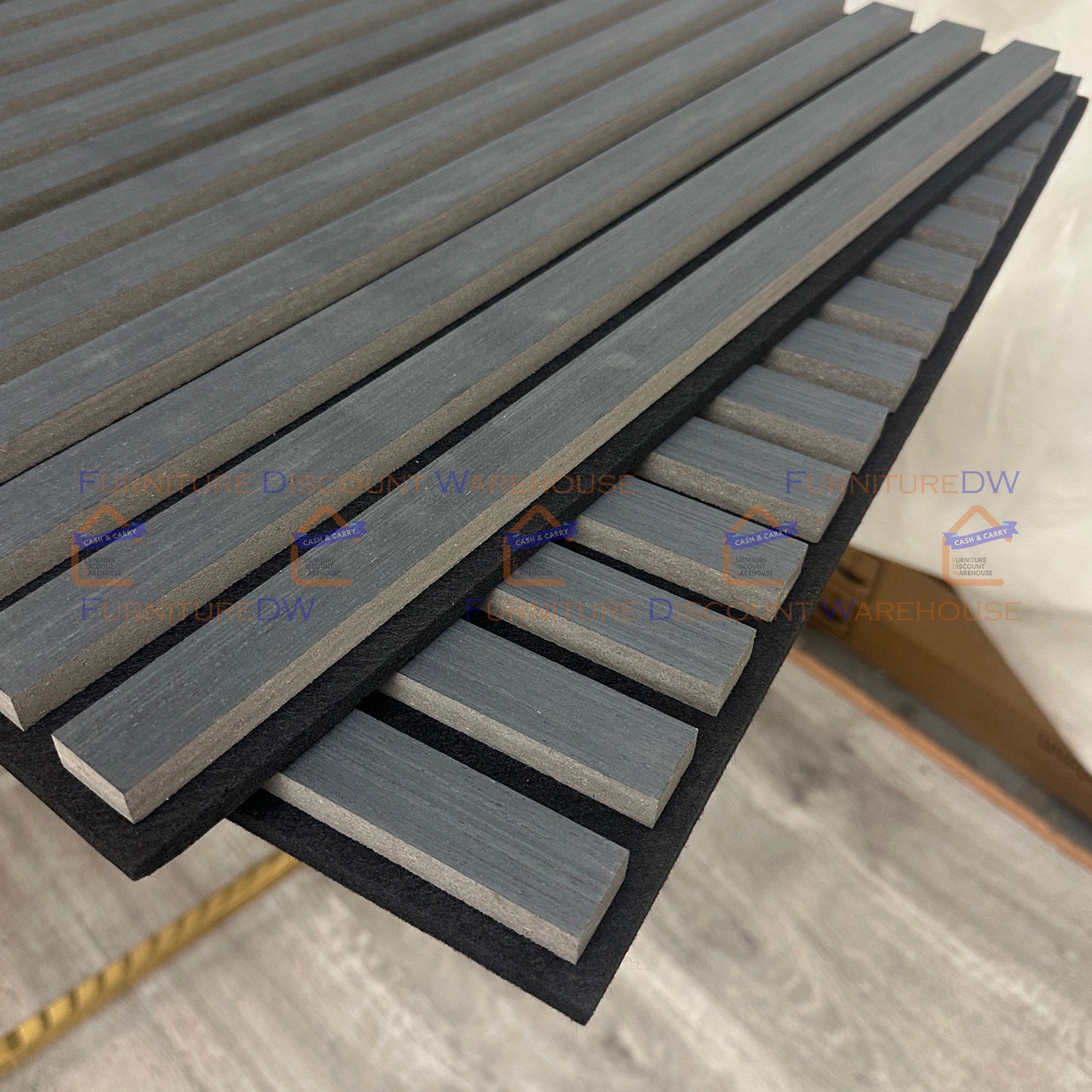 Square Wood Acoustic MDF Slatted Wall Panels - 4 Colours | Natural Oak / Walnut / Ash Grey / Charcoal Black