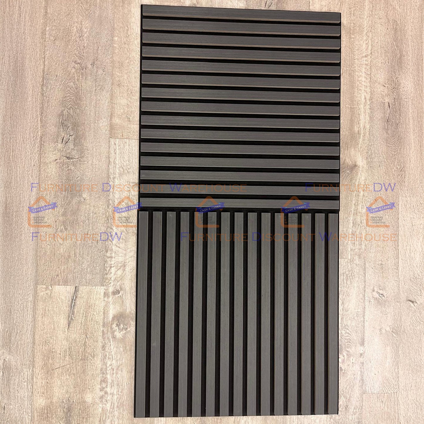 Square Wood Acoustic MDF Slatted Wall Panels - 4 Colours | Natural Oak / Walnut / Ash Grey / Charcoal Black