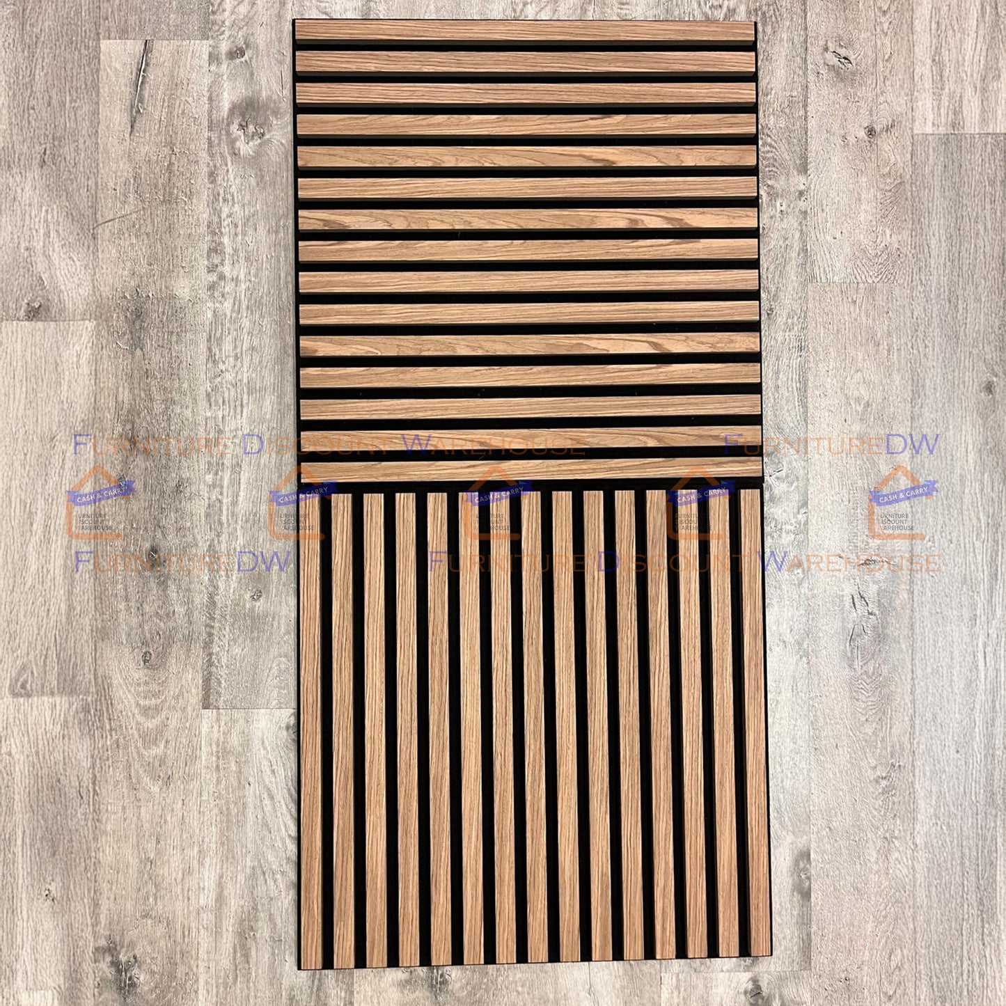 Square Wood Acoustic MDF Slatted Wall Panels - 4 Colours | Natural Oak / Walnut / Ash Grey / Charcoal Black