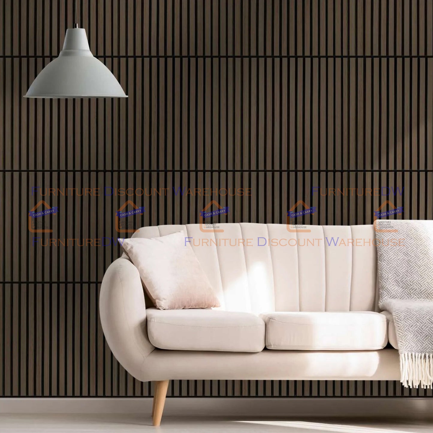 Square Wood Acoustic MDF Slatted Wall Panels - 4 Colours | Natural Oak / Walnut / Ash Grey / Charcoal Black