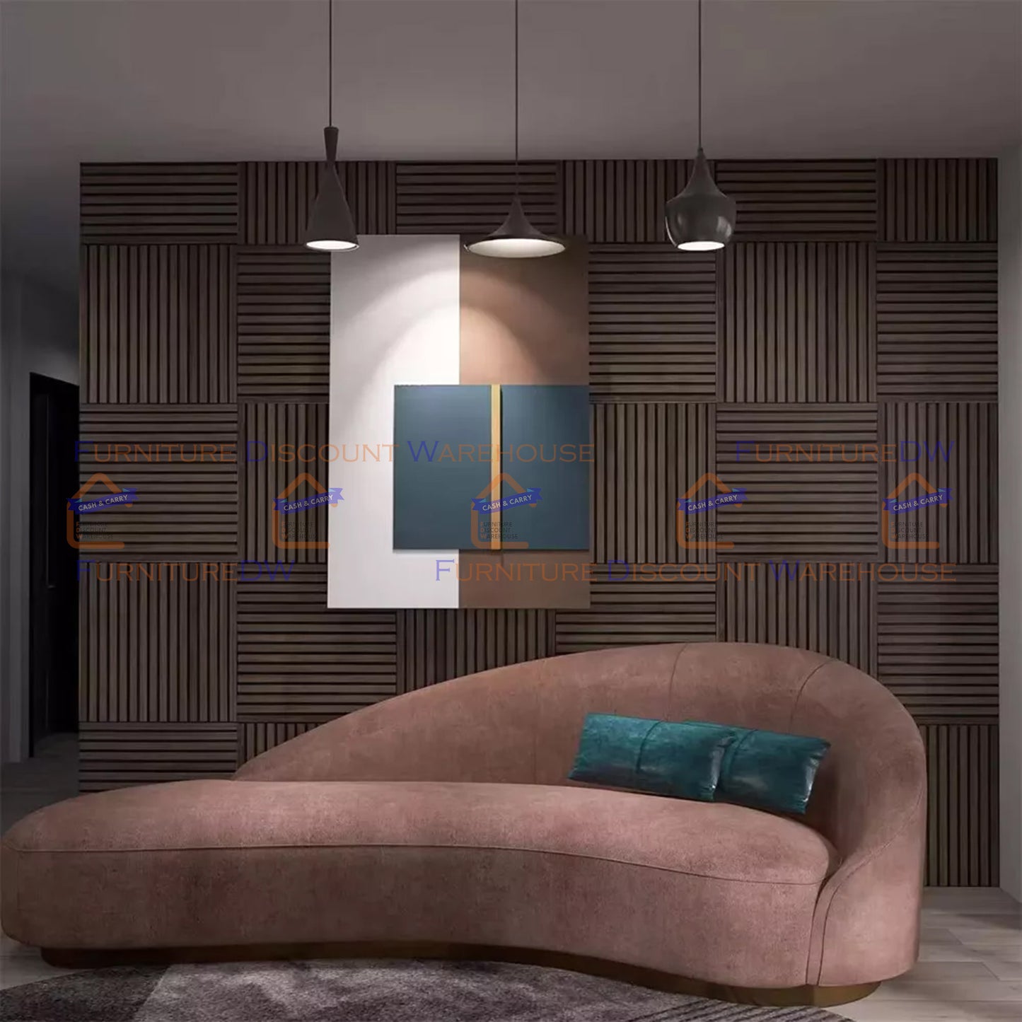 Square Wood Acoustic MDF Slatted Wall Panels - 4 Colours | Natural Oak / Walnut / Ash Grey / Charcoal Black