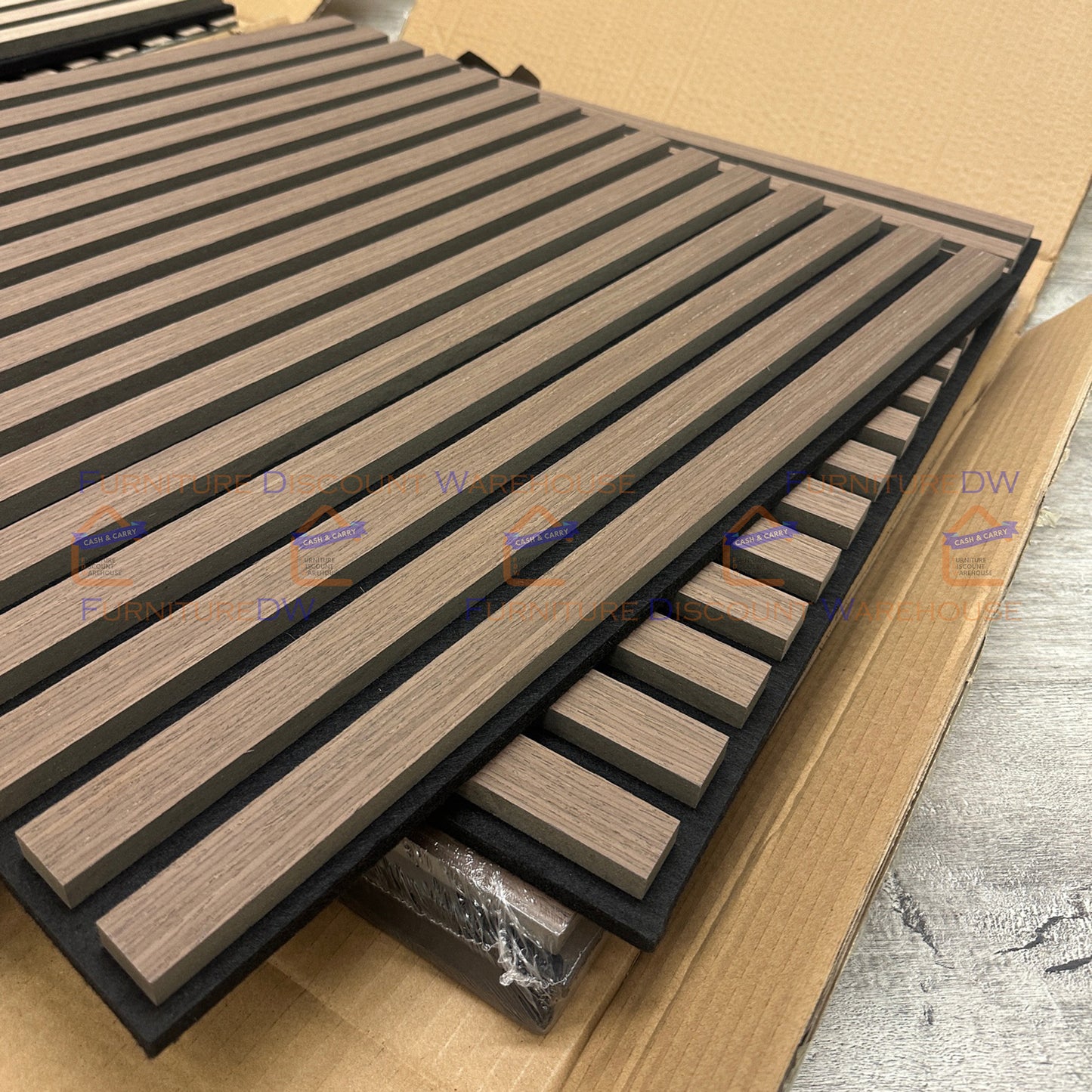Square Wood Acoustic MDF Slatted Wall Panels - 4 Colours | Natural Oak / Walnut / Ash Grey / Charcoal Black