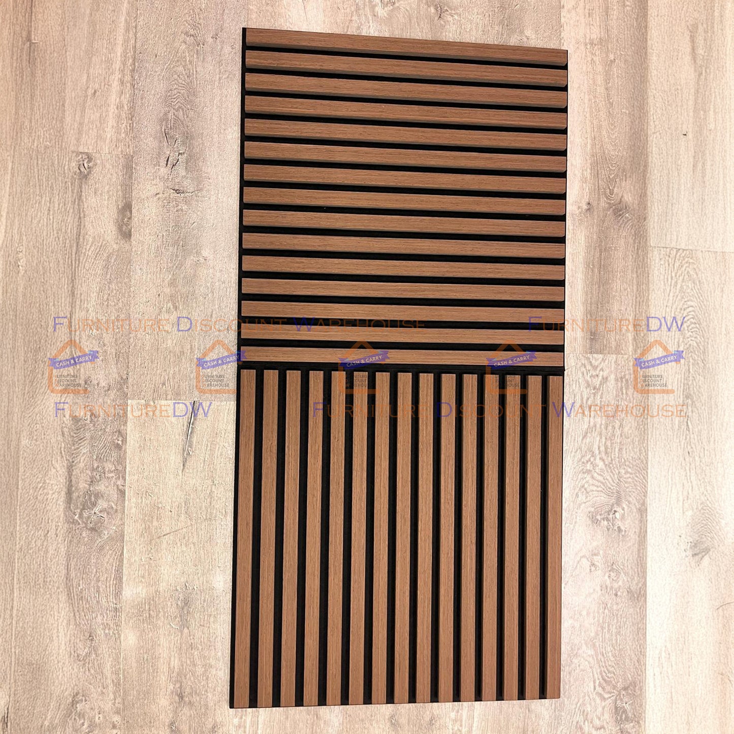 Square Wood Acoustic MDF Slatted Wall Panels - 4 Colours | Natural Oak / Walnut / Ash Grey / Charcoal Black