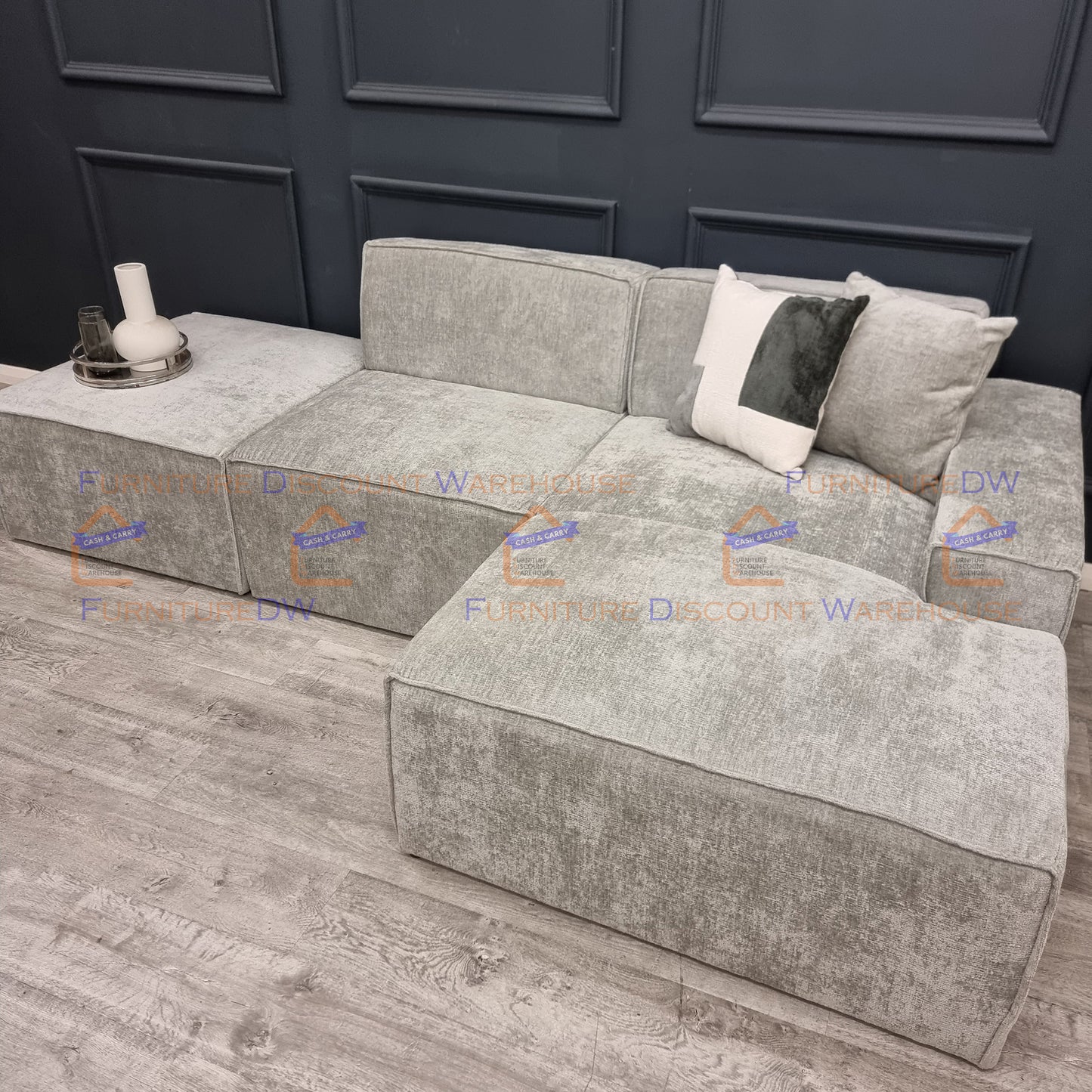 Atlanta Textured Chenille Sofa - 4 Colours | Left/Right Hand Corner | 3/4 Seater U Shape | Bed | Long U Shape + Stool