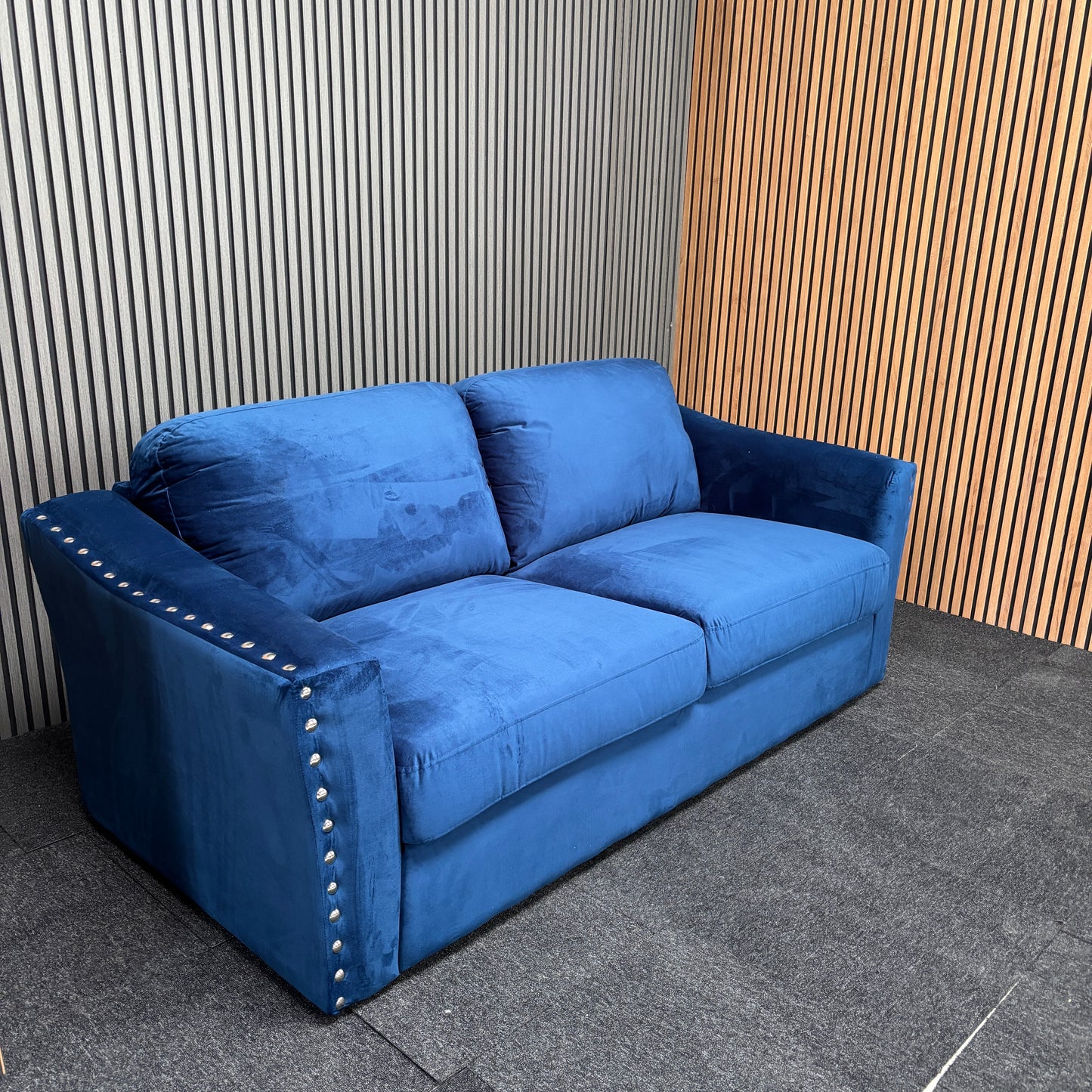 CLEARANCE - Lincoin 3 Seater Velvet Sofa - Blue