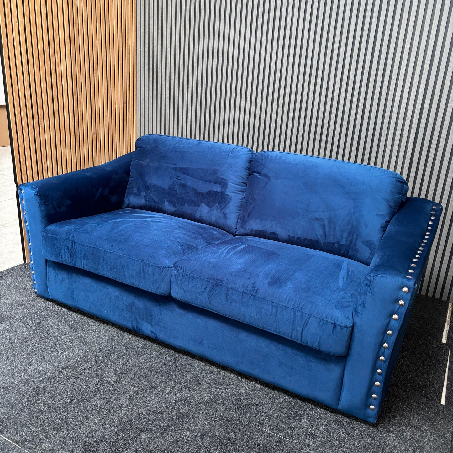CLEARANCE - Lincoin 3 Seater Velvet Sofa - Blue