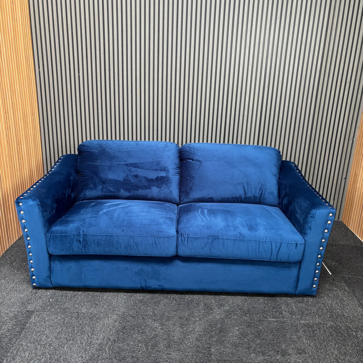 CLEARANCE - Lincoin 3 Seater Velvet Sofa - Blue