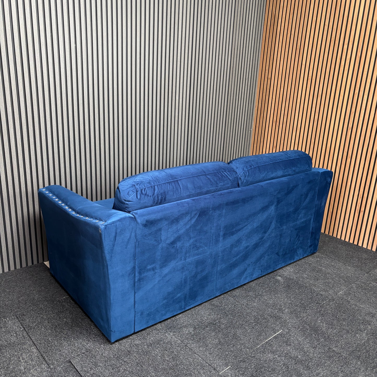 CLEARANCE - Lincoin 3 Seater Velvet Sofa - Blue